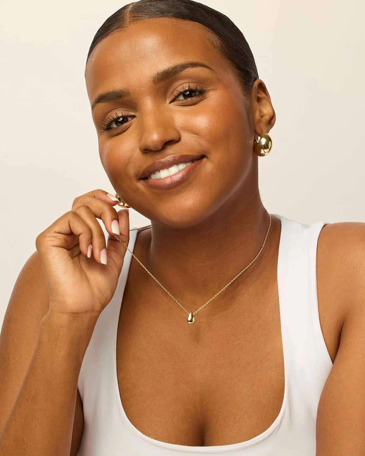 گردنبند آویز گلابی ظریف با روکش طلای 14 عیار PAVOI برای زنان | گردنبندهای آویز اشکی