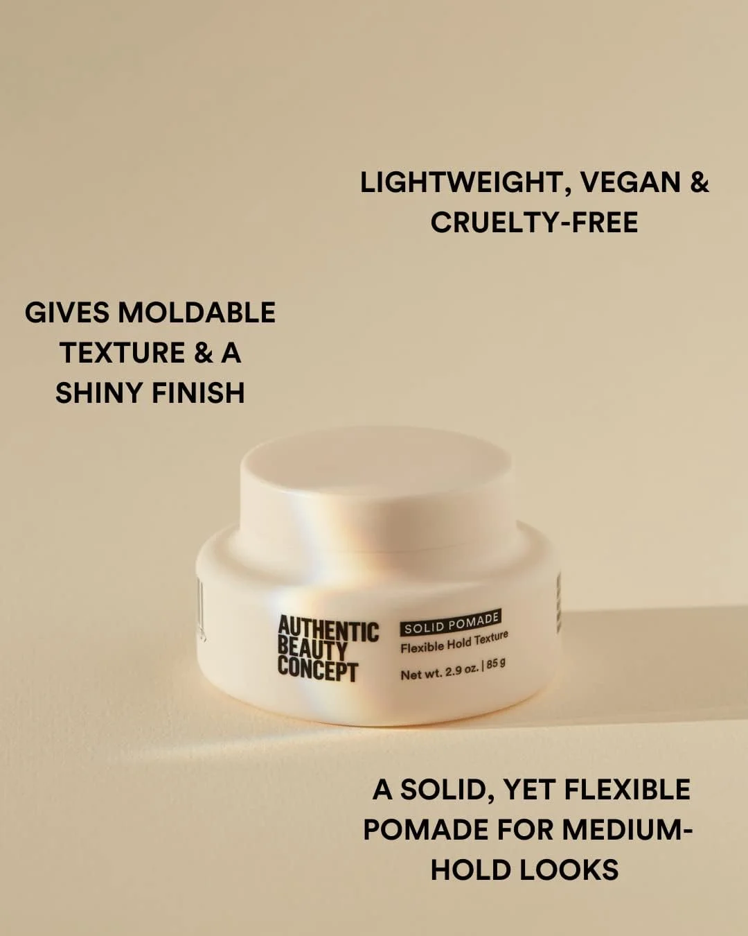 پماد حالت دهنده موی جامد | پماد بافت دهنده مو | حالت دهی متوسط | پوشش براق | مناسب انواع مو | فاقد مواد حیوانی و تست حیوانی | فاقد سیلیکون | 82 گرم