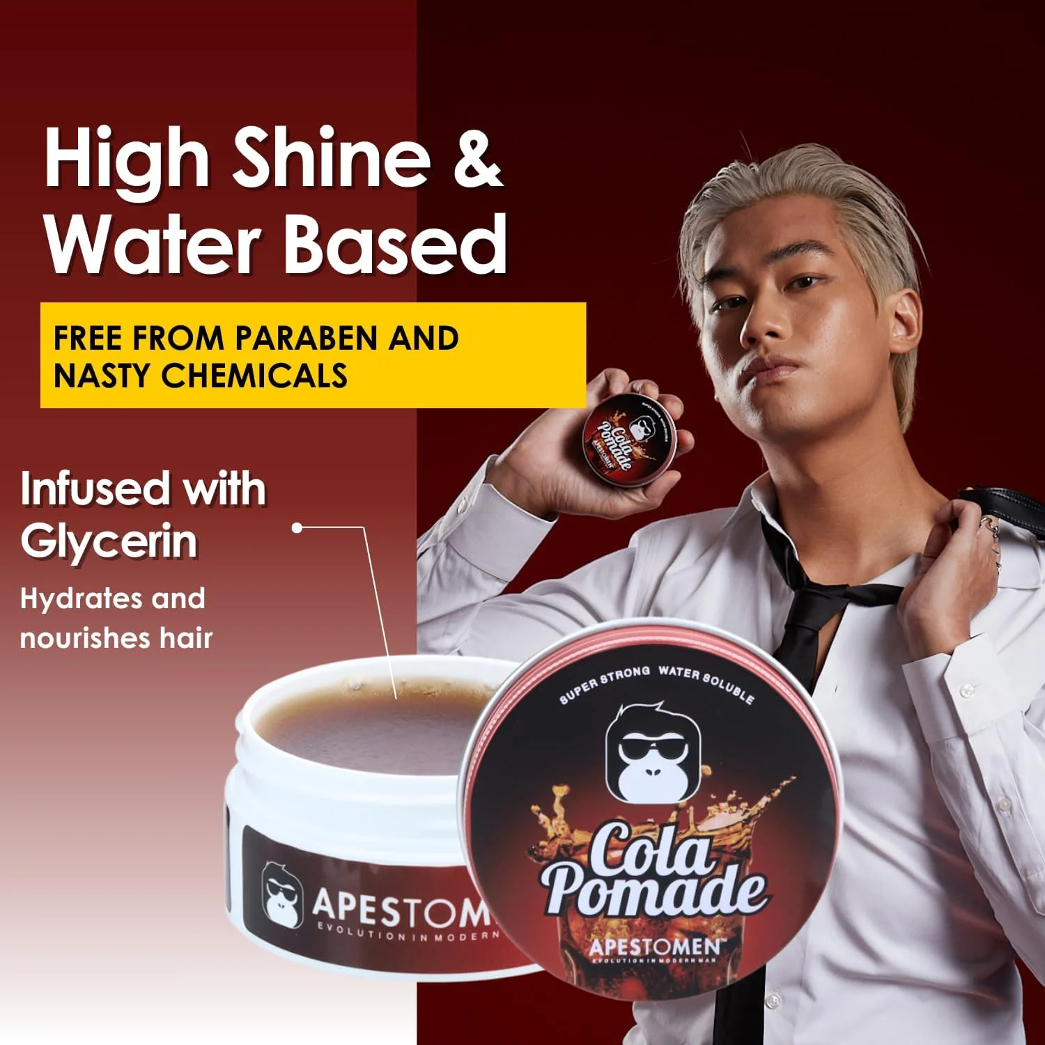 پماد مو با رایحه کولا برای درخشش و حالت دهی قوی (80 گرم) - پماد مو برای آقایان - مناسب موهای صاف، ضخیم و فر - برای مدل های شیک و کلاسیک