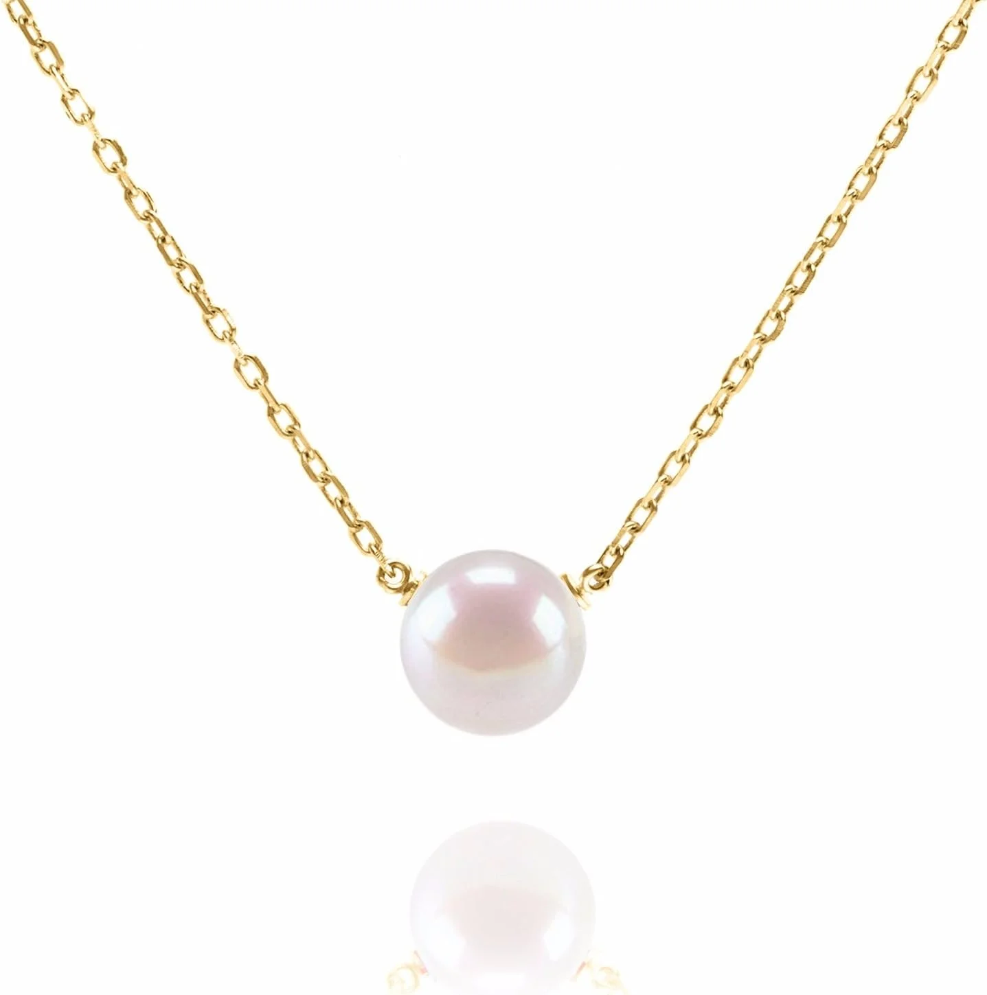 گردنبند مروارید پرورشی آب شیرین تک دانه AAA+ انتخاب شده پاوی | گردنبندهای طلایی برای زنان