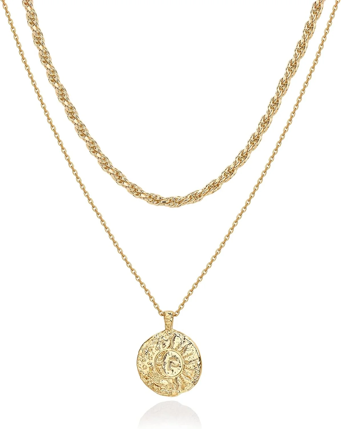 گردنبندهای لایه ای با روکش طلای 14 عیار PAVOI | گردنبندهای آویز با طراحی مینیمالیستی شیک | آویزهای میله ای، دایره ای، نیلوفر آبی، دیسکی و پلاک