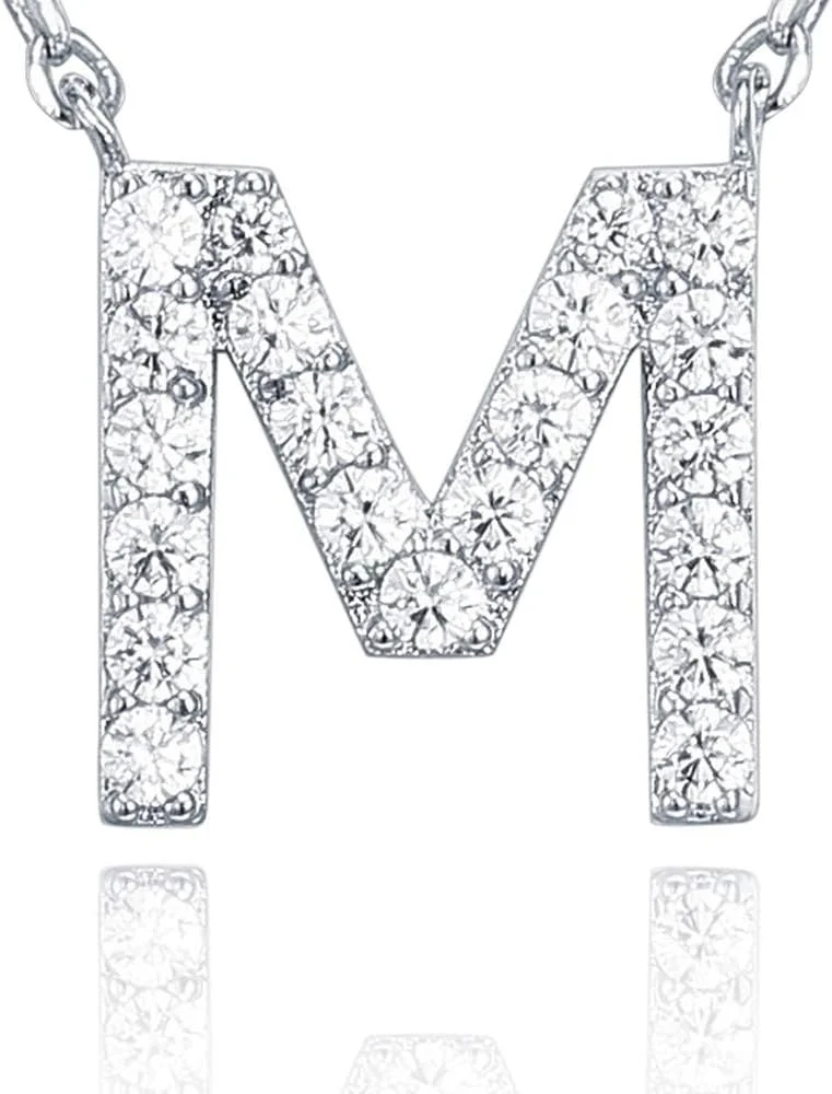 گردنبند حرف اول اسم با روکش طلای سفید 14 عیار و نگین زیرکونیا | گردنبند ظریف حروف الفبا برای زنان گردنبند حرف اول اسم با روکش طلای سفید 14 عیار و نگین زیرکونیا | گردنبند ظریف حروف الفبا برای زنان