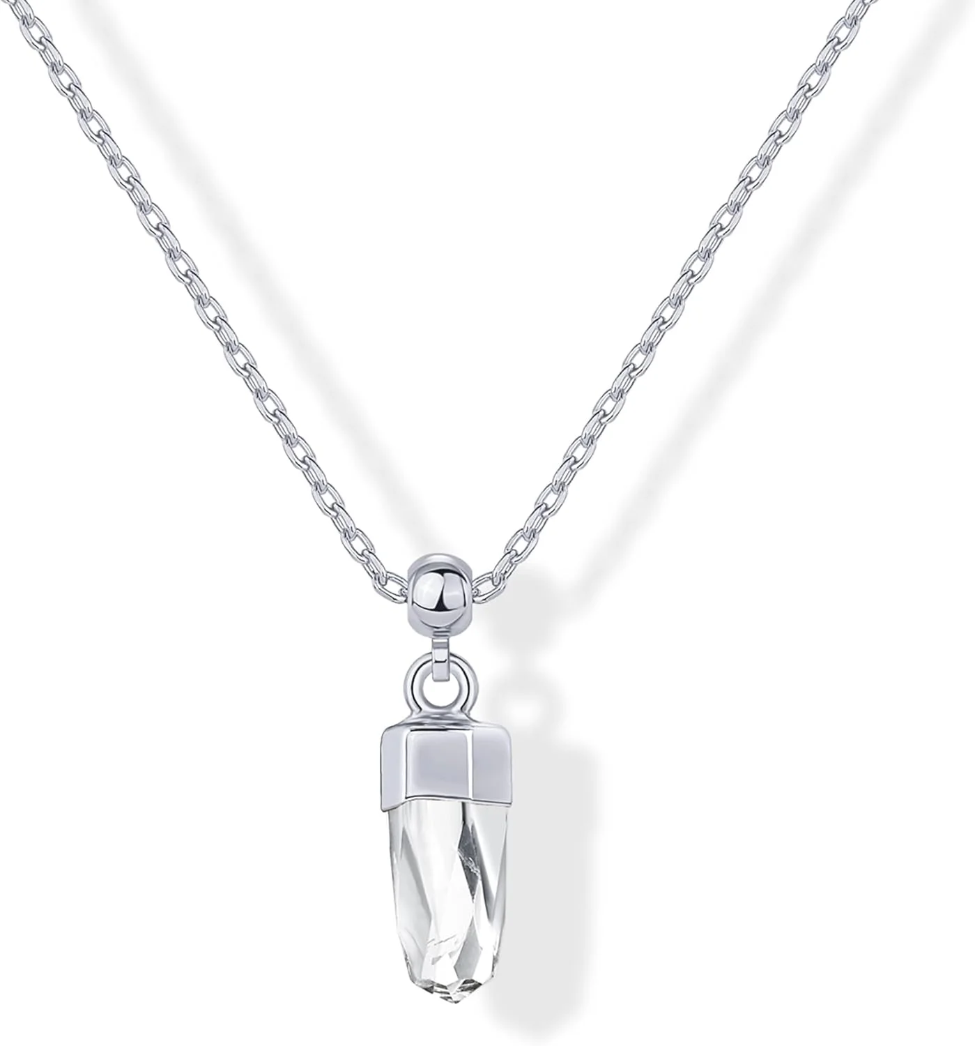 گردنبند زنانه با روکش طلای 14 عیار پاوی | آویز ظریف سنگ قیمتی با کریستال تراش خورده | زنجیر توپی کشویی قابل تنظیم مینیمالیستی | جواهرات طلای ظریف