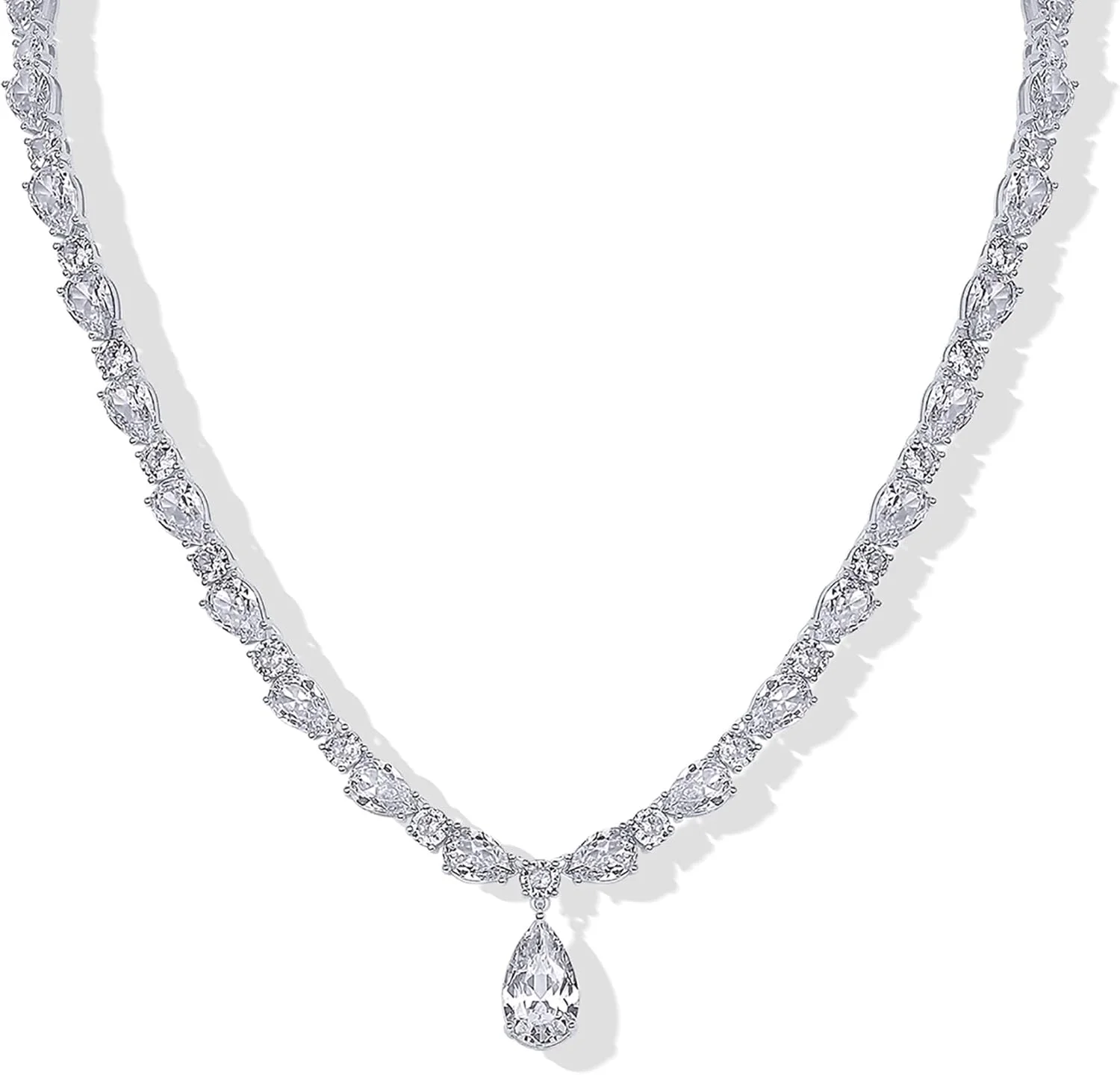 گردنبند تنیس گلابی روکش طلای 14 عیار PAVOI برای زنان - گردنبند تنیس زیرکونیا مکعبی با آویز برای عروس و ساقدوش ها - جواهرات عروسی شیک زنجیره ای الماس شبیه سازی شده زیبا