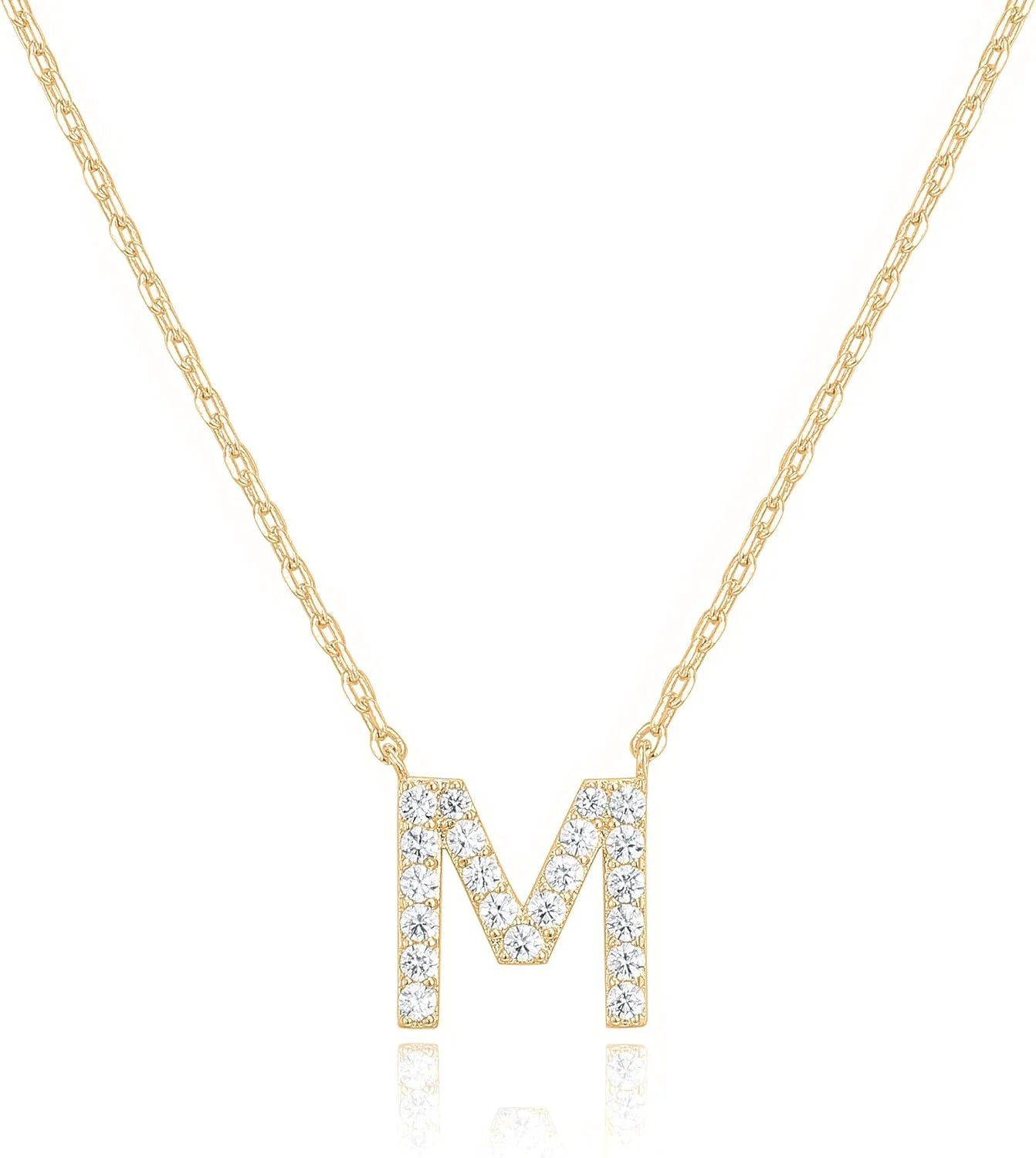 گردنبند حرف اول اسم با روکش طلای سفید 14 عیار و نگین زیرکونیا | گردنبند ظریف حرف D برای زنان