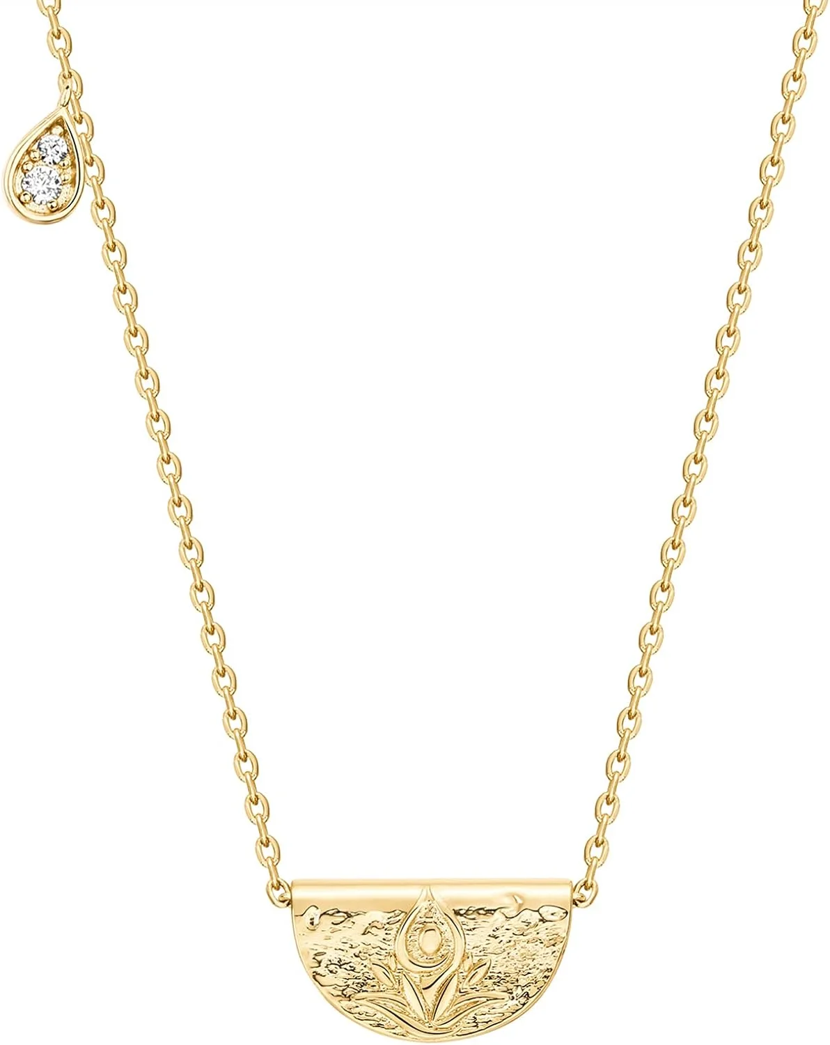 گردنبند آویز سکه حکاکی شده با روکش طلای 14 عیار PAVOI برای زنان | آویز سکه بیزانسی | گردنبند بوهمی