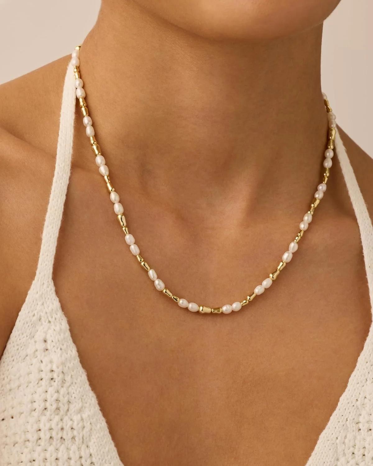 گردنبند مرواریدی مهره‌ای قابل تنظیم با روکش طلای 18 عیار PAVOI برای زنان - گردنبندهای مجلسی عروس شیک