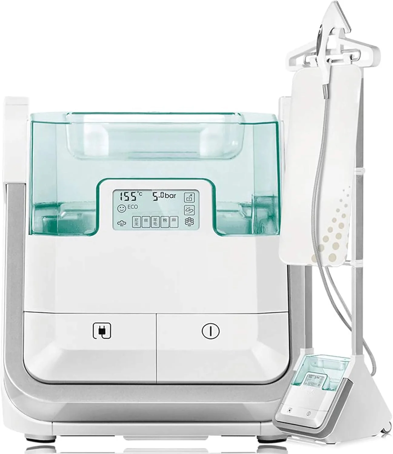 بخارگر لباس YQGOO - بخارگر عمودی دو میله تاشو قابل تنظیم 2000 وات با مخزن آب 2.5 لیتری و 6 سطح تنظیم بخار به همراه برس پارچه و چوب لباسی