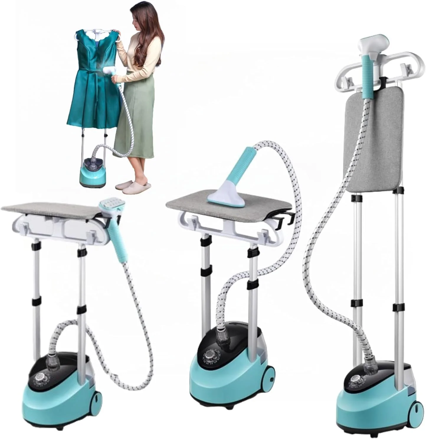 بخارگر عمودی لباس Yehpoar، مخزن جداشدنی، اتو بخار افقی و عمودی، بخارگر با قابلیت تنظیم ارتفاع و دارای صفحه اتو داخلی