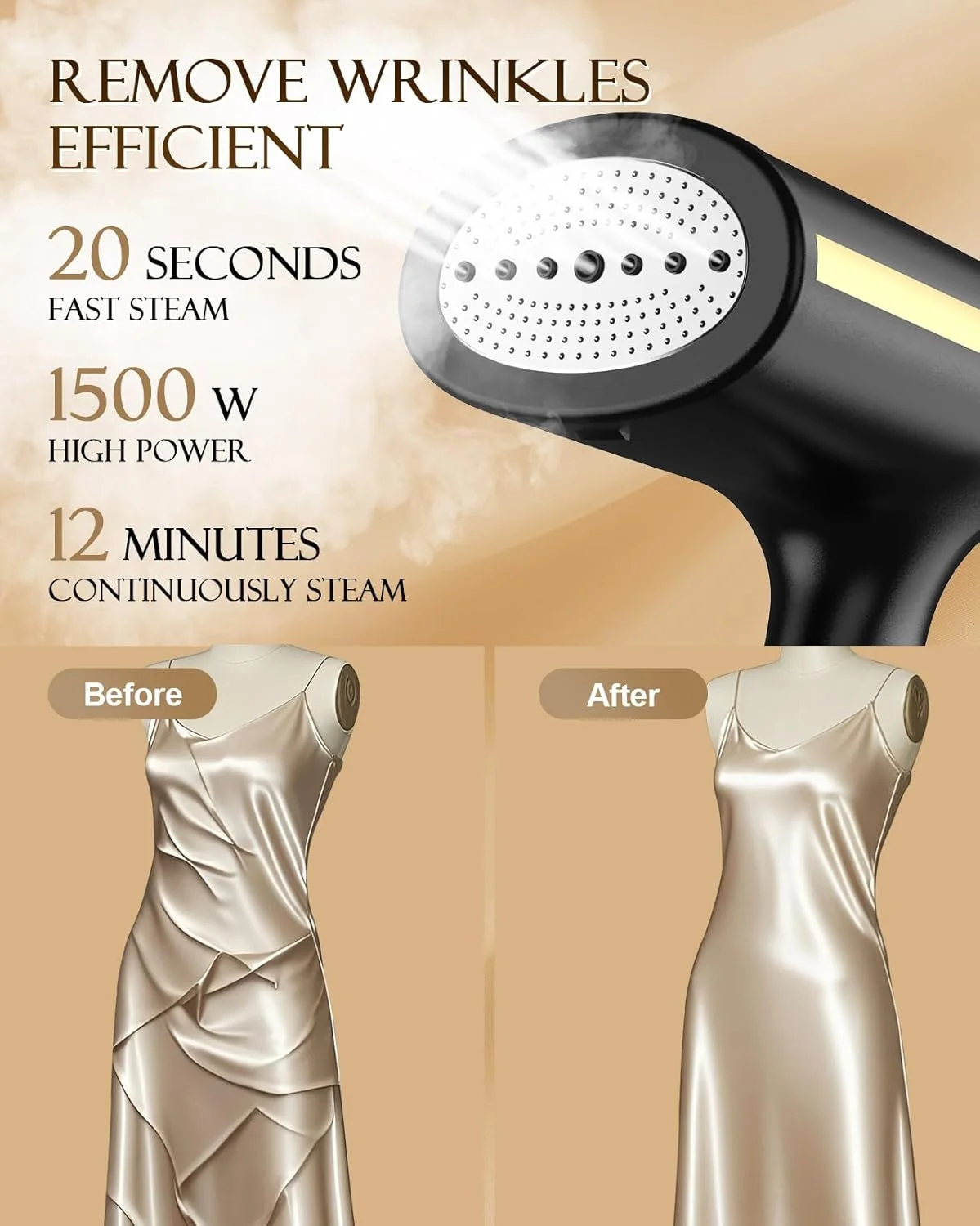 بخارگر لباس Yewkoisl - بخارگر دستی لباس با گرم شدن سریع 20 ثانیه ای، مخزن آب 300 میلی لیتری، شامل برس پارچه، پرزگیر و دستکش اتو برای استفاده در خانه و مسافرت