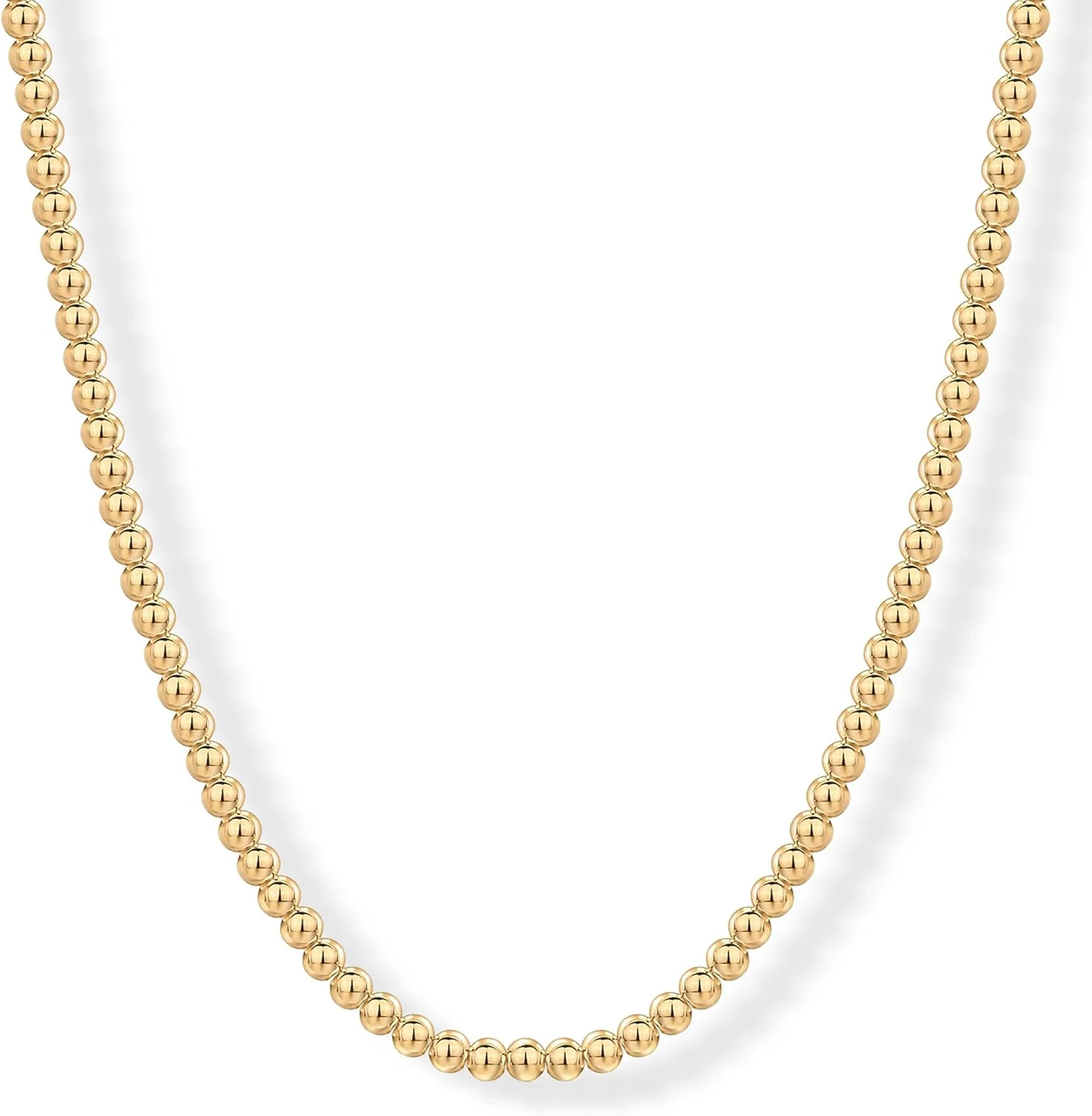 گردنبند زنجیری مهره ای کوچک با روکش طلای 14 عیار PAVOI برای زنان - گردنبند مهره ای طلایی ظریف قابل تنظیم - جواهرات لایه ای زنجیری مد روز