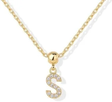 گردنبند آویز حروف اول اسم با روکش طلای 14 عیار PAVOI برای زنان - گردنبند آویز حروف الفبا با زیرکونیا گردنبند آویز حروف اول اسم با روکش طلای 14 عیار PAVOI برای زنان - گردنبند آویز حروف الفبا با زیرکونیا