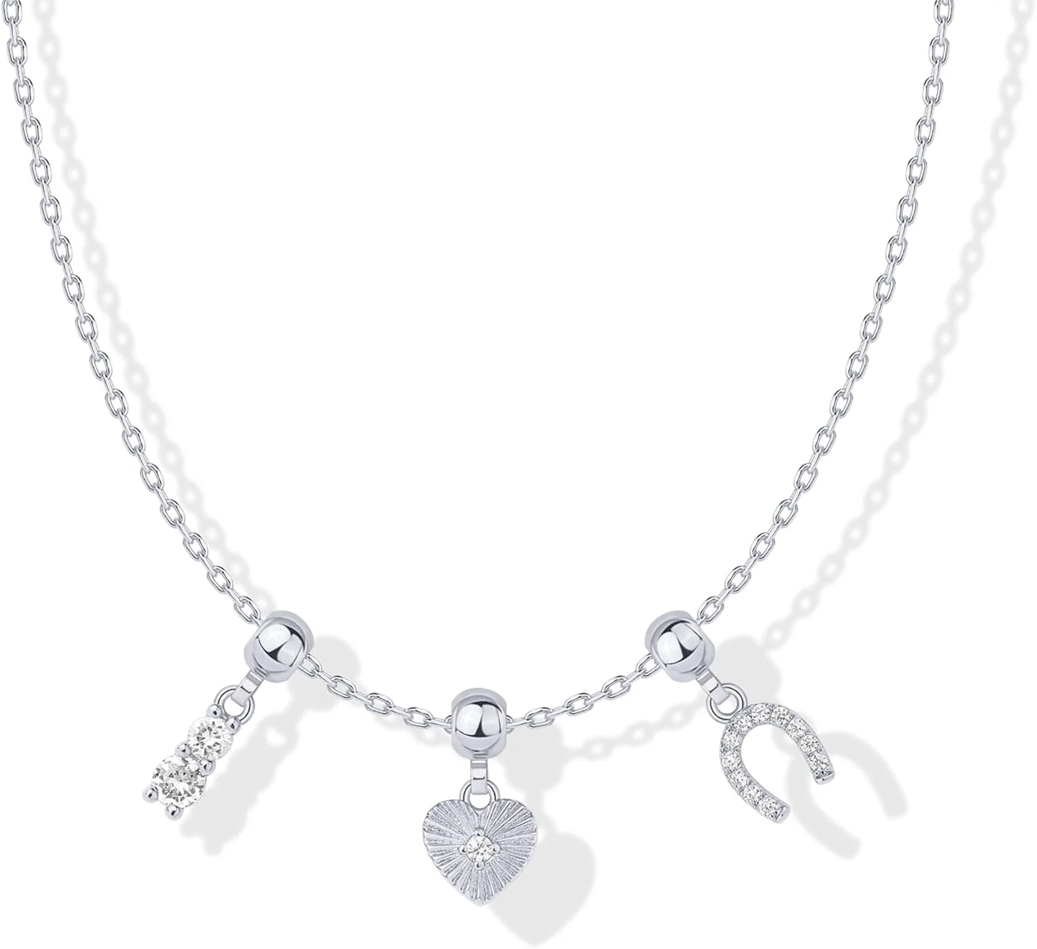 گردنبند آویز فانتزی با روکش طلای 14 عیار و نگین زیرکونیا | آویزهای ظریف و زیبا | آویز نعل اسب و قلب