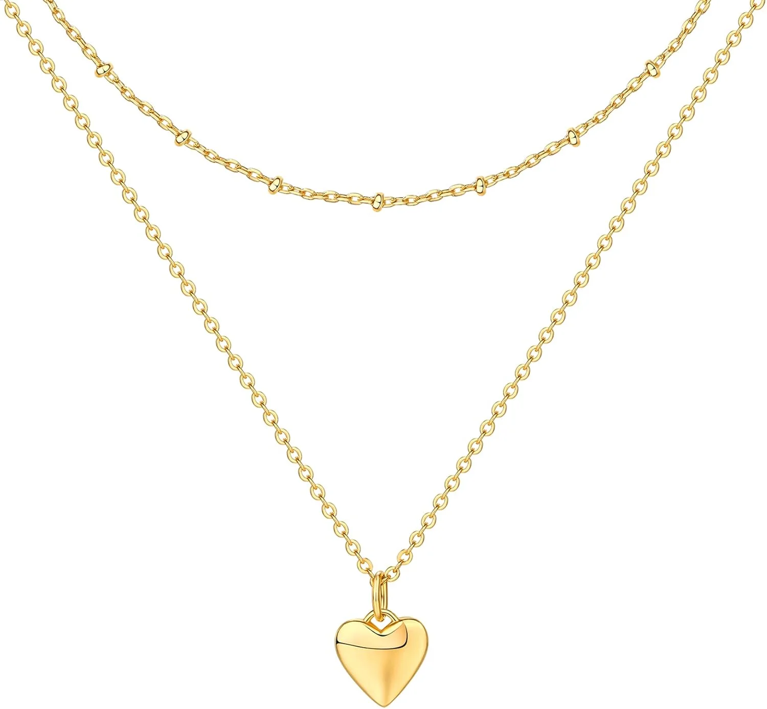 گردنبندهای لایه ای با روکش طلای 14 عیار PAVOI | گردنبندهای آویز با طراحی مینیمالیستی شیک | پروانه، قلب، قفل، چشم نظر، سکه، رعد و برق، دایره، آویزهای صلیب برای زنان