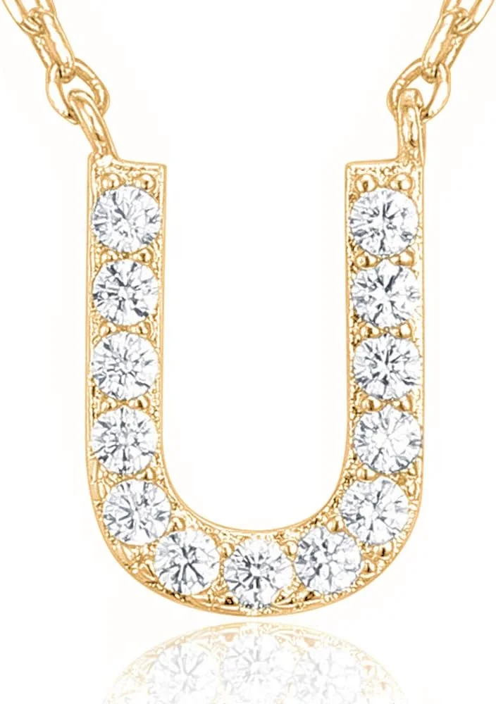 گردنبند حرف اول اسم با روکش طلای سفید 14 عیار و نگین زیرکونیا | گردنبند ظریف حروف الفبا برای زنان