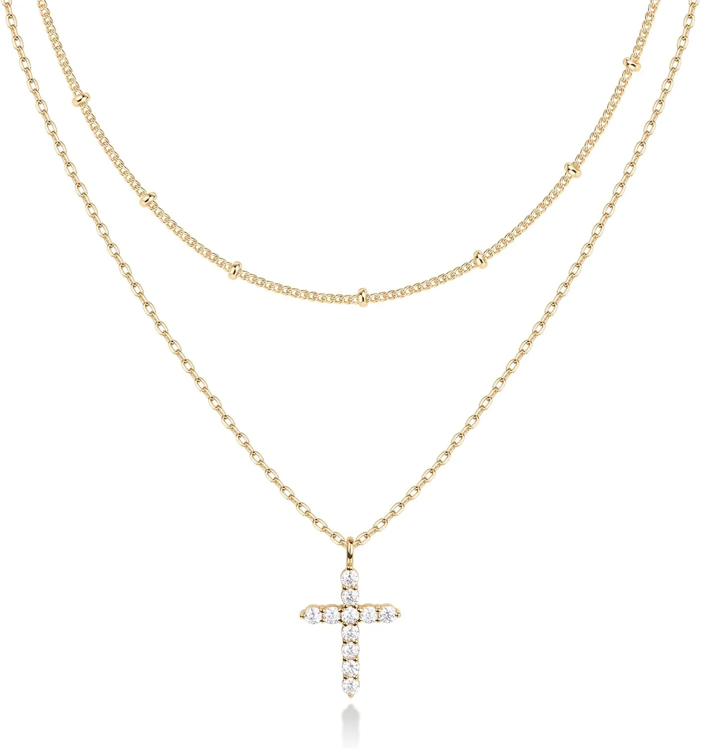 گردنبندهای لایه ای با روکش طلای 14 عیار PAVOI | گردنبندهای آویز شیک با طراحی مینیمالیستی | آویزهای پروانه، قلب، قفل، چشم نظر، سکه، رعد و برق، دایره، صلیب برای زنان