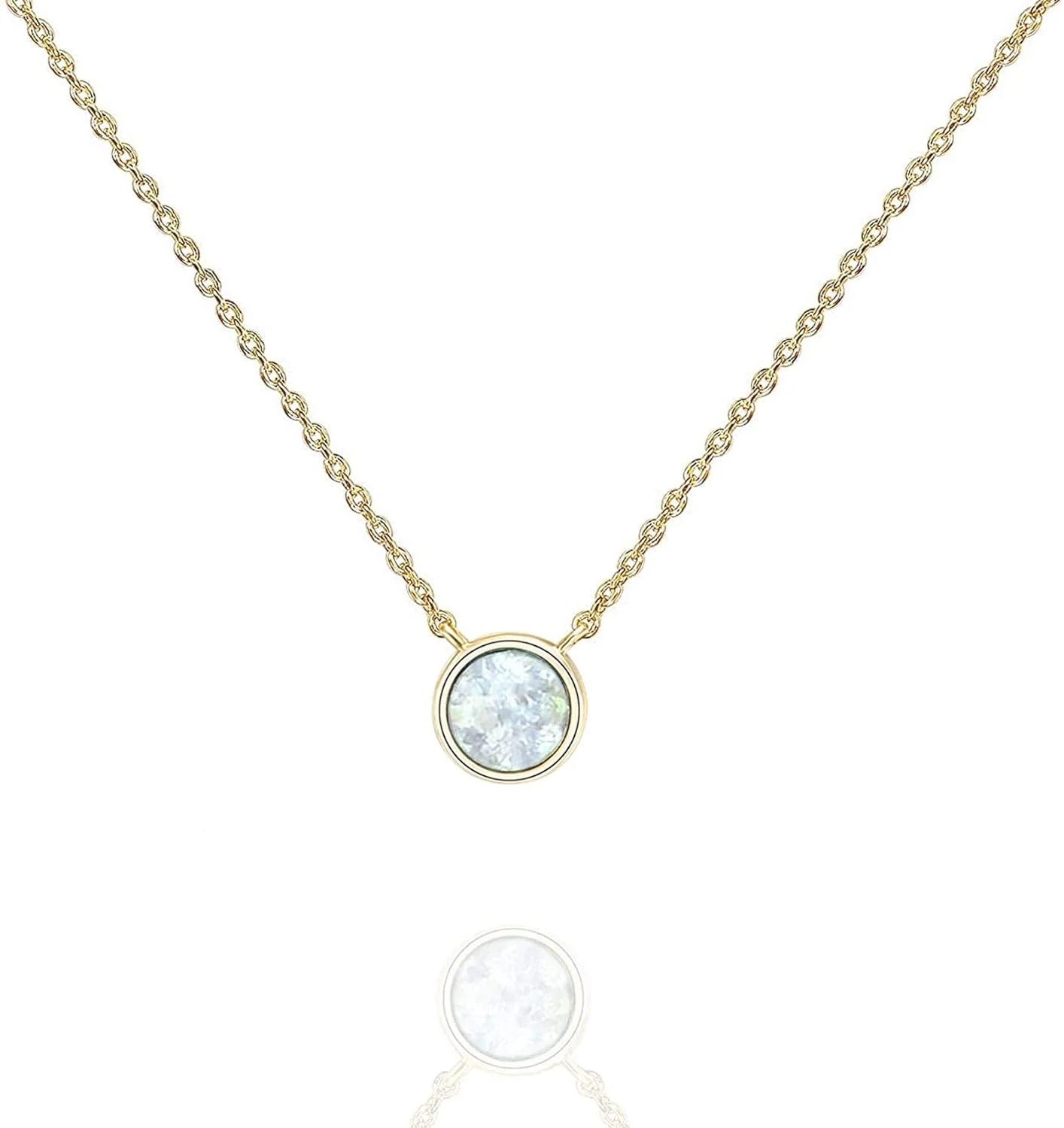 گردنبند اُپال سفید با روکش طلای 14 عیار PAVOI | گردنبندهای اُپال زنانه