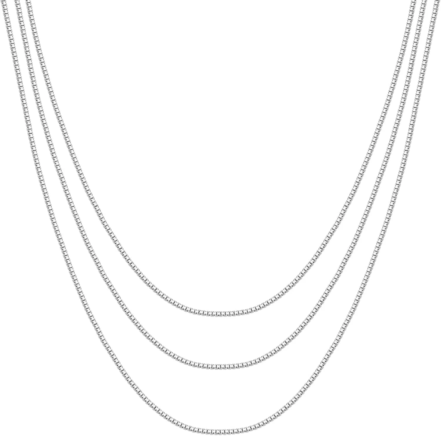 گردنبندهای لایه ای ظریف با روکش طلای 14 عیار برای زنان | زنجیر ماری، زنجیر کارب، زنجیرهای لایه ای پاپرکلیپ | گردنبند لایه ای مد روز