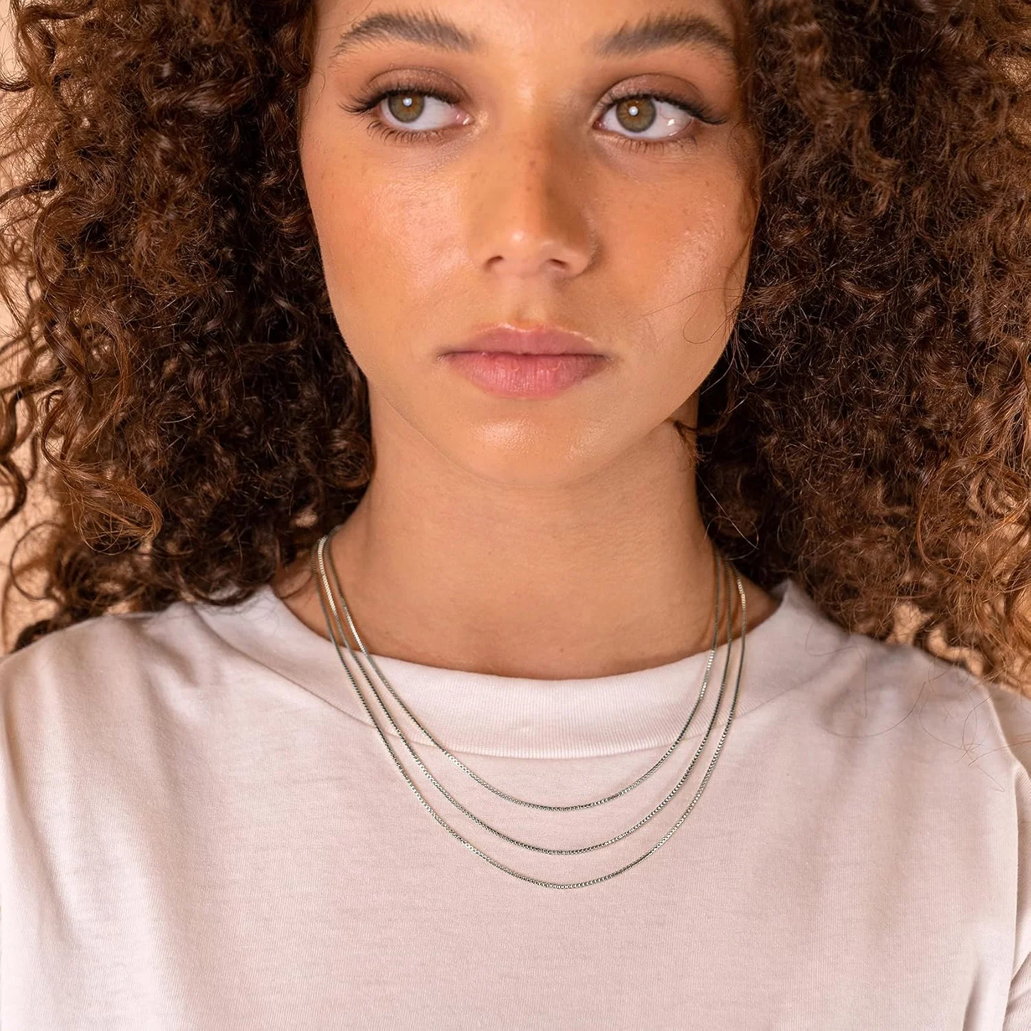 گردنبندهای لایه ای ظریف با روکش طلای 14 عیار برای زنان | زنجیر ماری، زنجیر کارب، زنجیرهای لایه ای پاپرکلیپ | گردنبند لایه ای مد روز