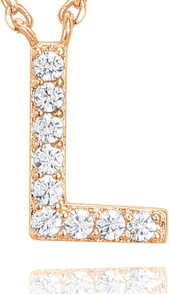 گردنبند حرف اول اسم با روکش طلای سفید 14 عیار و نگین زیرکونیا | گردنبند ظریف حروف الفبا برای زنان