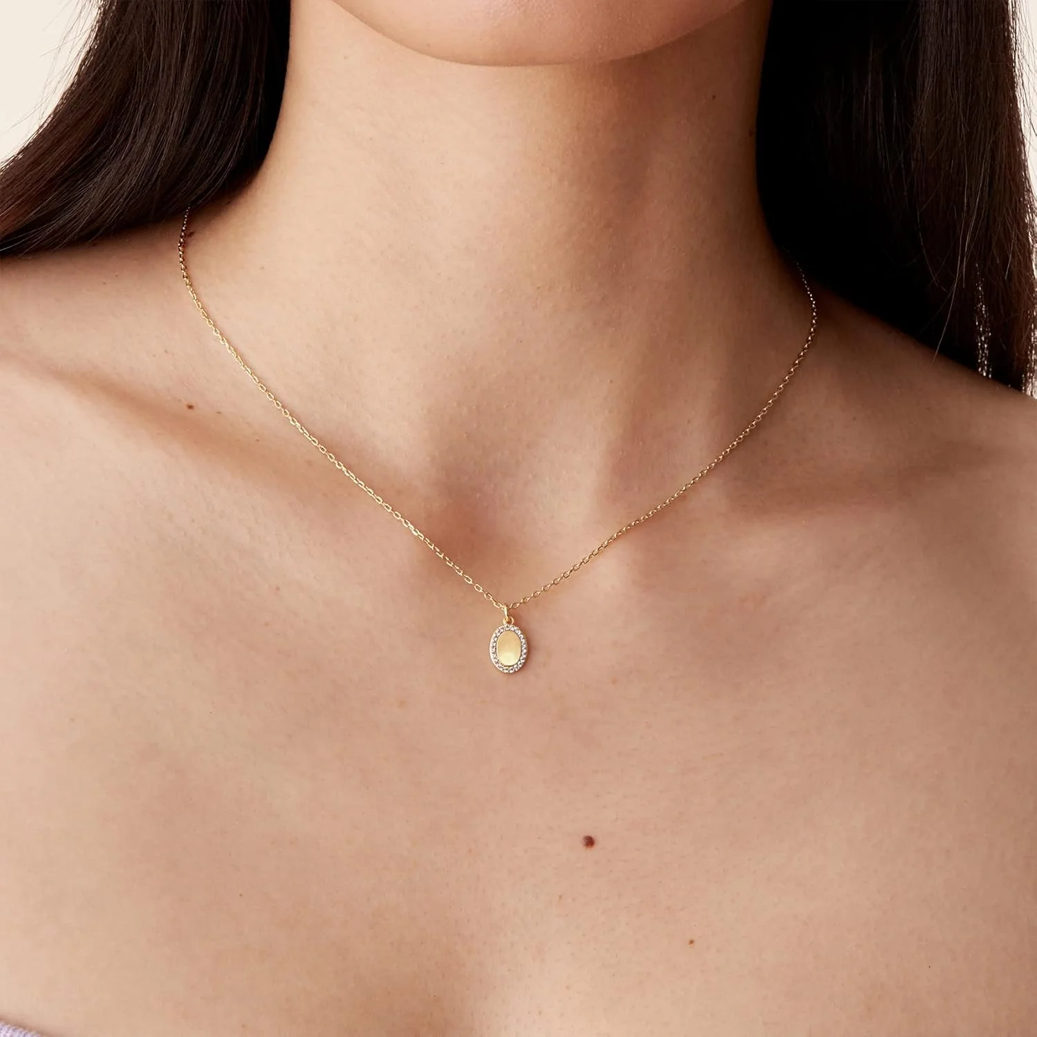 آویز گردنبند با روکش طلای 14 عیار پاوی - گردنبند دایره ای با قابلیت حکاکی دو حرف