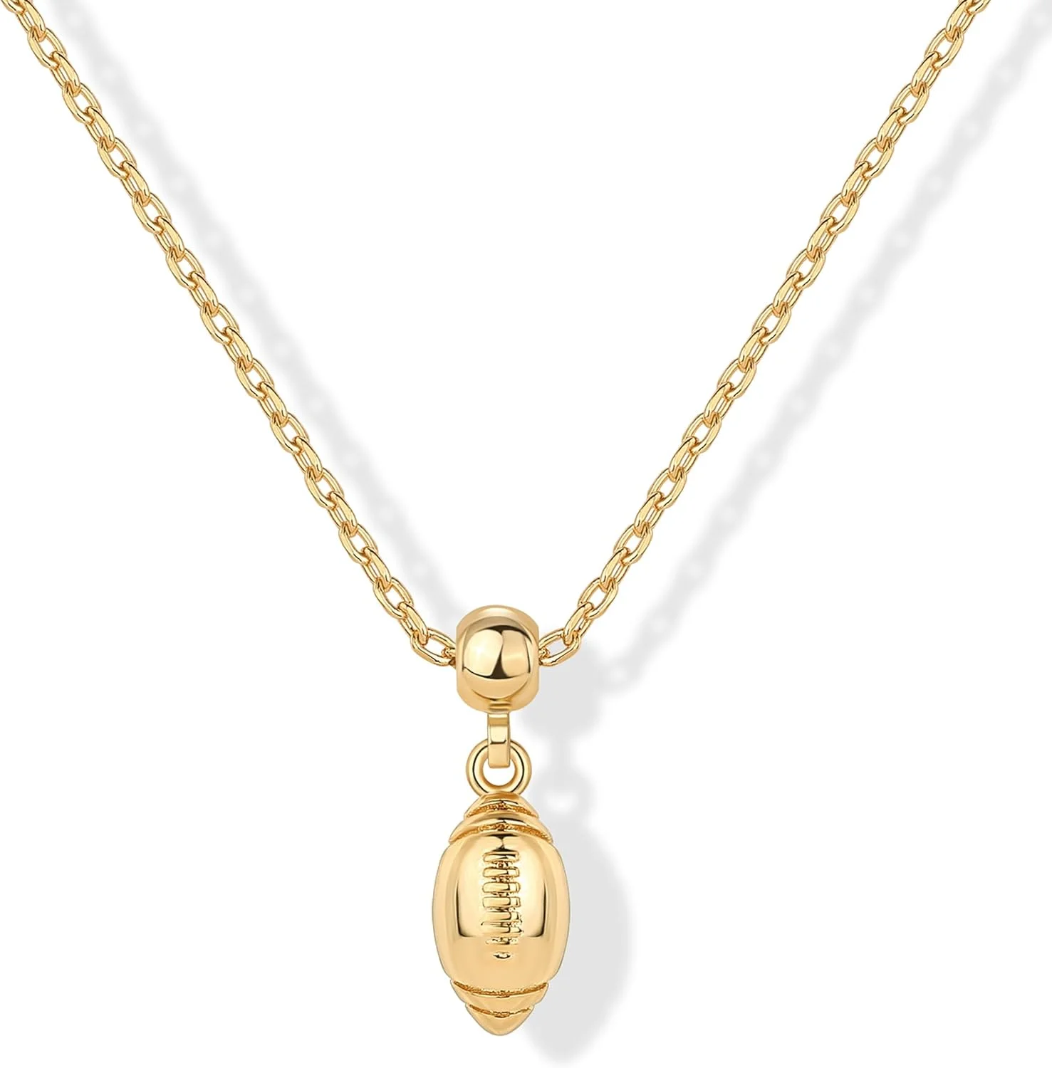 گردنبند آویز توپ فوتبال با روکش طلای 14 عیار برای زنان | گردنبند قابل تنظیم کشویی زیرکونیا مکعبی | جواهرات ظریف ورزشی