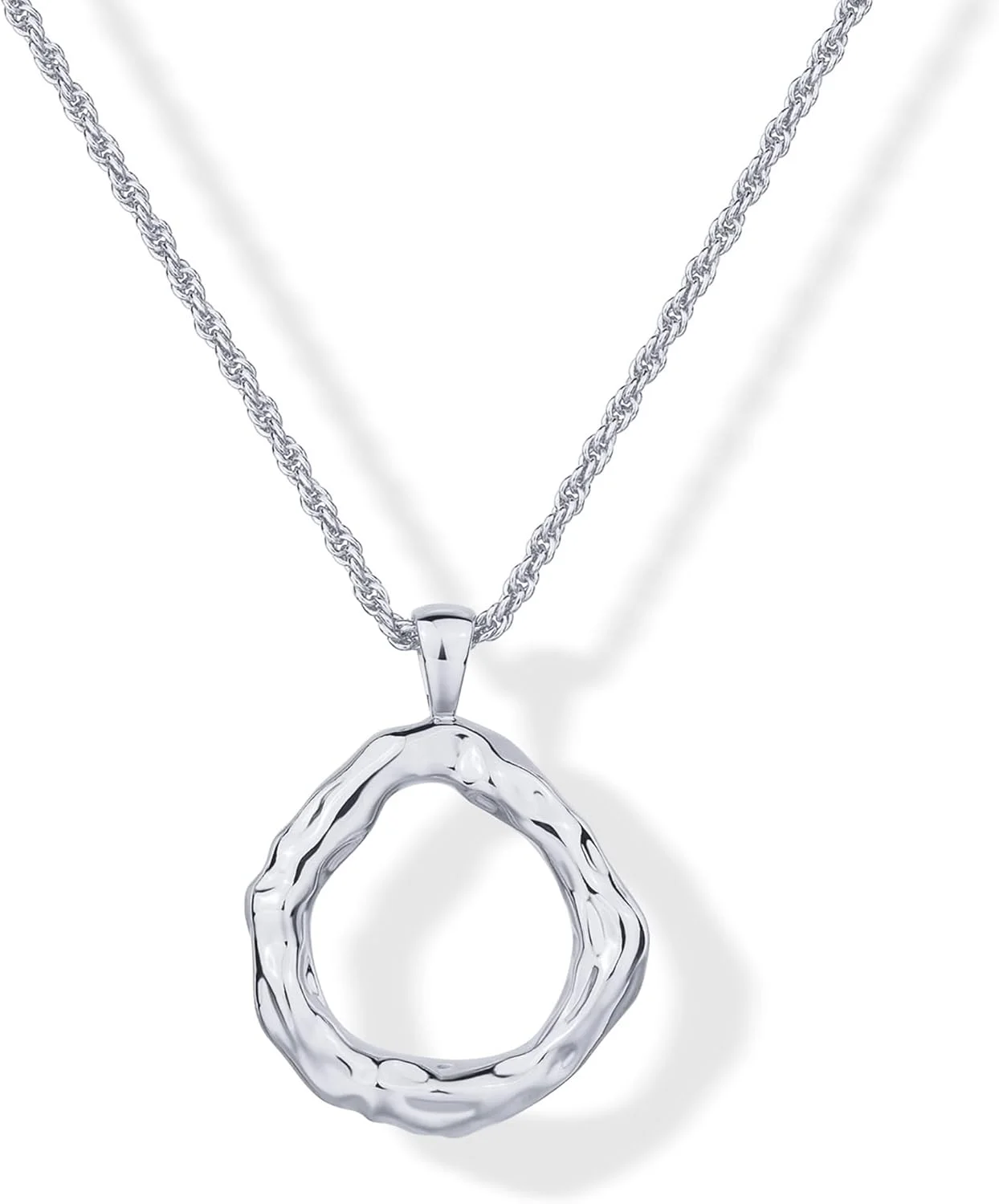 گردنبند آویز زنانه پاوی با روکش طلای 14 عیار - آویز دایره ای چکش کاری شده با طرح صدف دریایی تابستانی - گردنبند زنجیری بافت طنابی