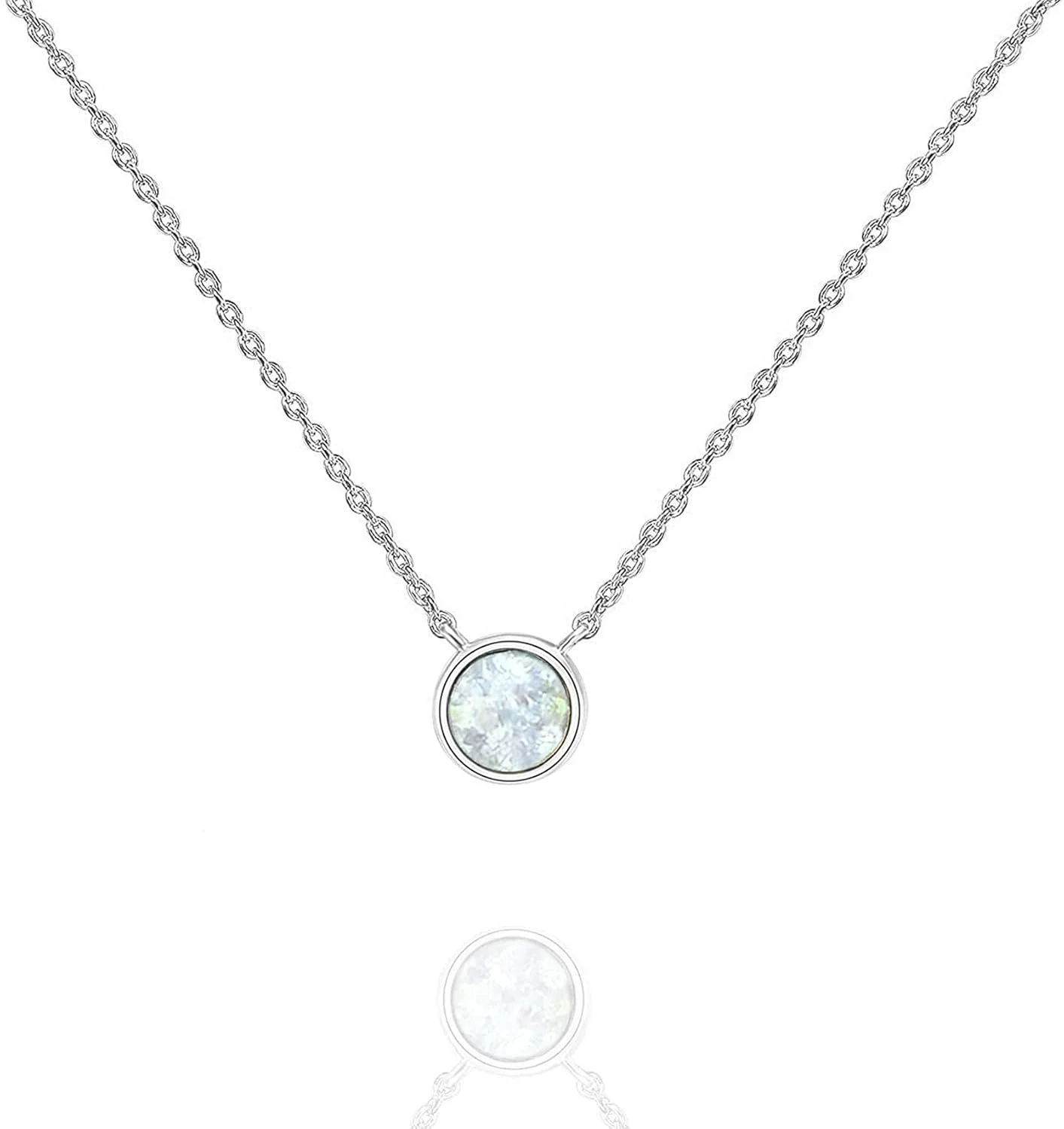 گردنبند طلای 14 عیار با روکش طلای سفید PAVOI | گردنبندهای اوپال برای زنان