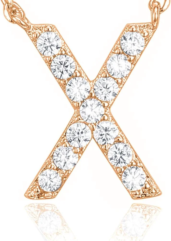 گردنبند حرف اول اسم با روکش طلای سفید 14 عیار و نگین زیرکونیا | گردنبند ظریف حروف الفبا برای زنان