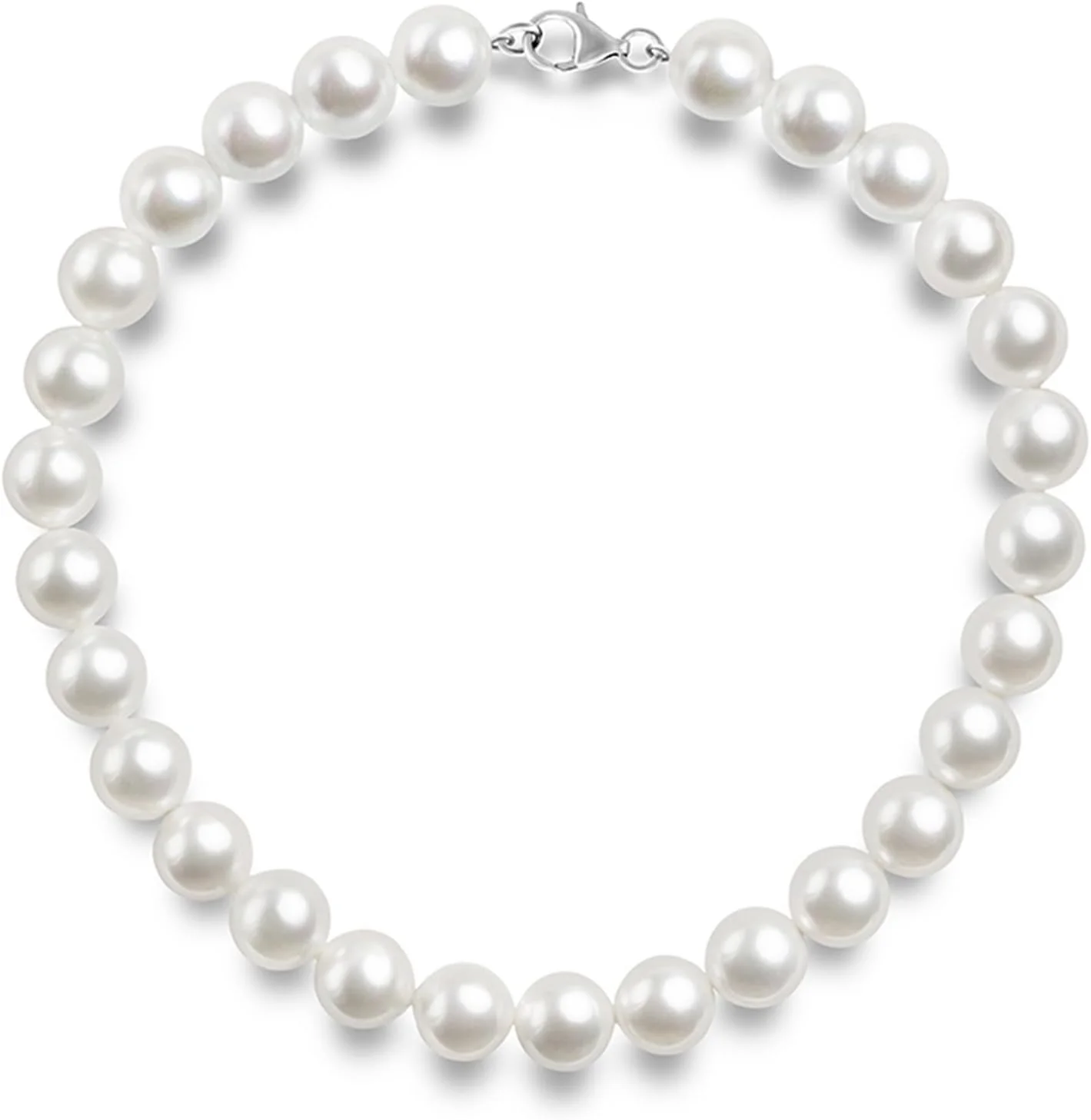 گردنبند مروارید صدفی مصنوعی سفید نقره استرلینگ PAVOI | گردنبند چوکر مروارید | جواهرات زنانه، 45 سانتی متر، طلای سفید، مروارید