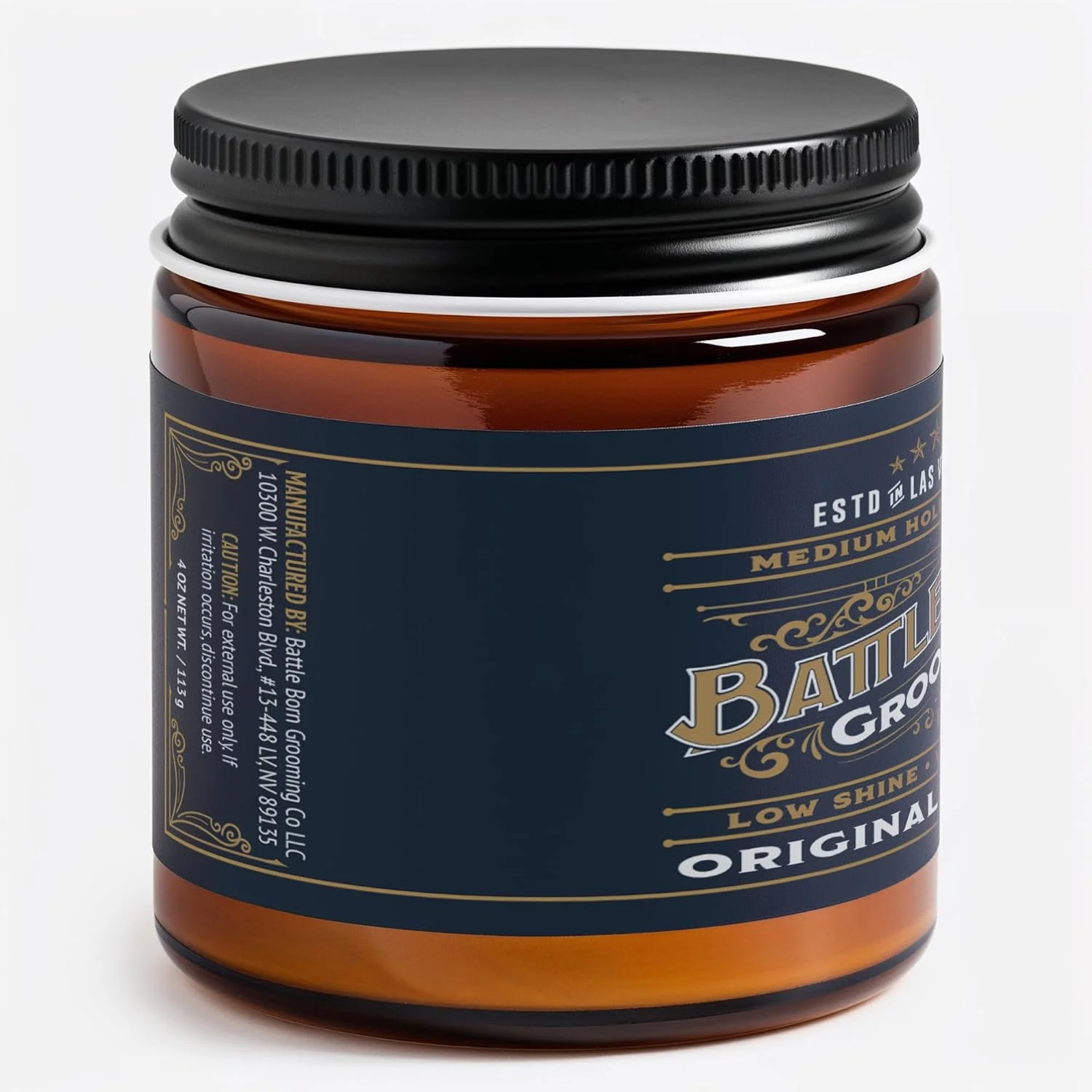 پماد حالت دهنده مو Battle Born Grooming Co با رایحه Bay Rum، پایه آبی غیر معمول و طبیعی، 120 میلی لیتر، 113 گرم