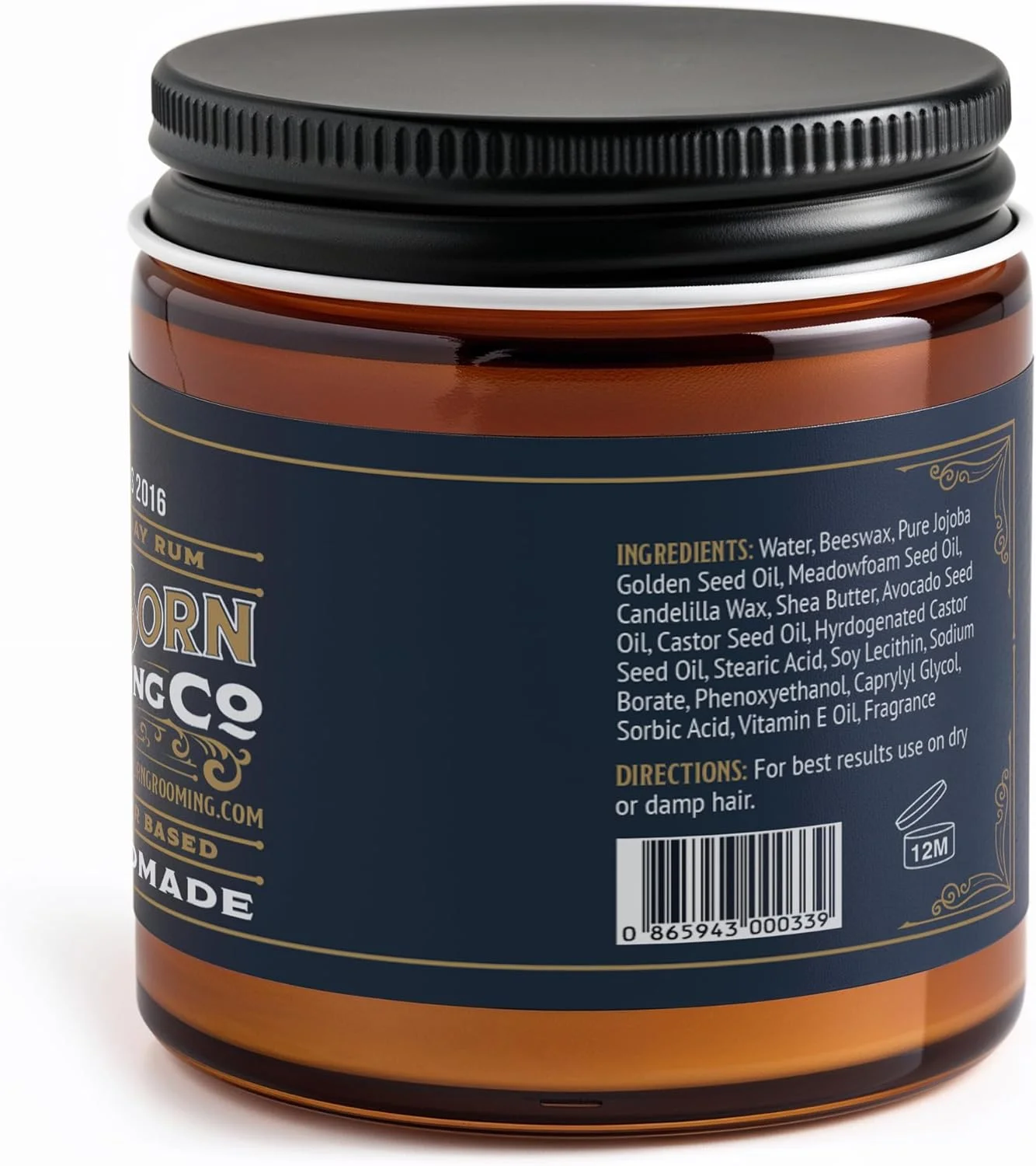 پماد حالت دهنده مو Battle Born Grooming Co با رایحه Bay Rum، پایه آبی غیر معمول و طبیعی، 120 میلی لیتر، 113 گرم