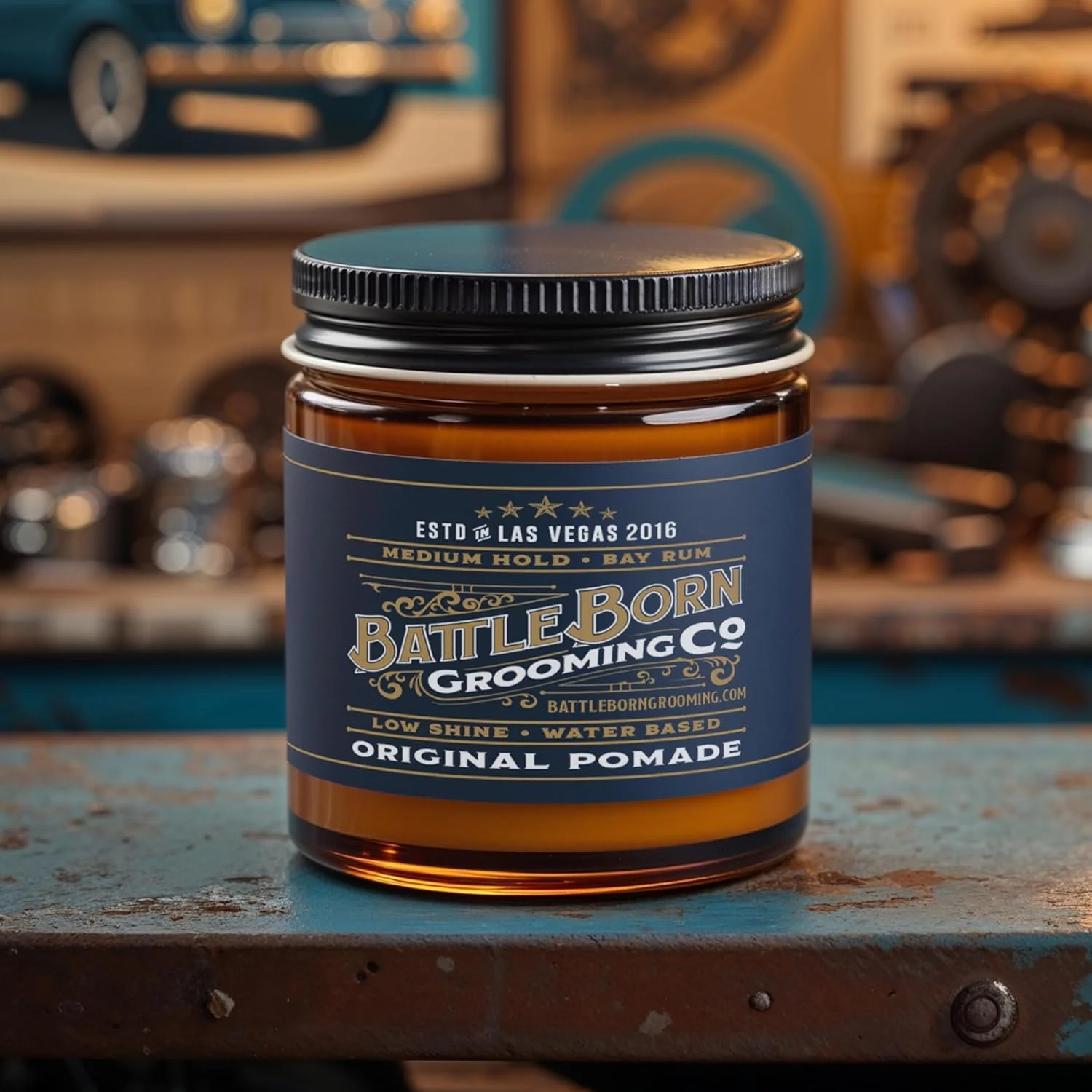 پماد حالت دهنده مو Battle Born Grooming Co با رایحه Bay Rum، پایه آبی غیر معمول و طبیعی، 120 میلی لیتر، 113 گرم