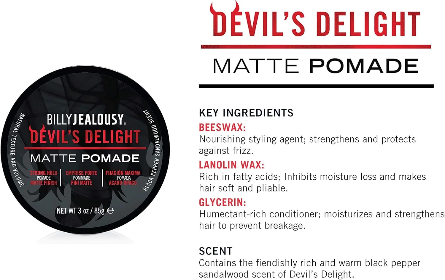 پماد موی مات حالت دهنده قوی بیلی جلاسی با رایحه چوب صندل، 85 گرم