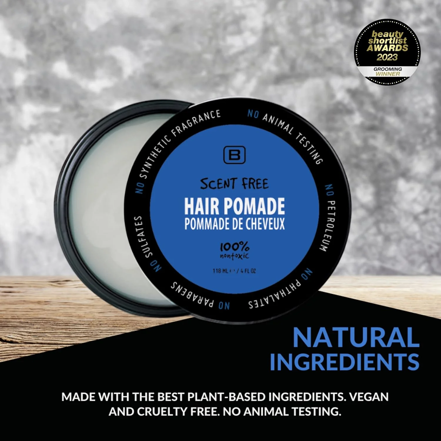 پماد موی گیاهی با قدرت نگه‌دارندگی متوسط و بدون رایحه برای آقایان - دارای تاییدیه EWG، پایه آب، کاملا طبیعی و بدون ایجاد شوره، مناسب برای نگه‌داری طولانی‌مدت و انواع مدل مو