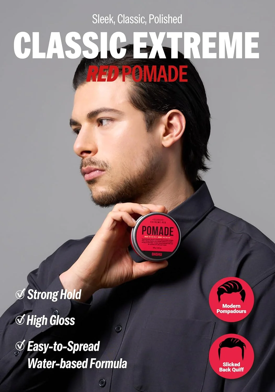 پماد موی قرمز کلاسیک DASHU با قدرت نگهداری قوی و درخشش بالا، 100 گرم - مناسب برای حالت دهی مو