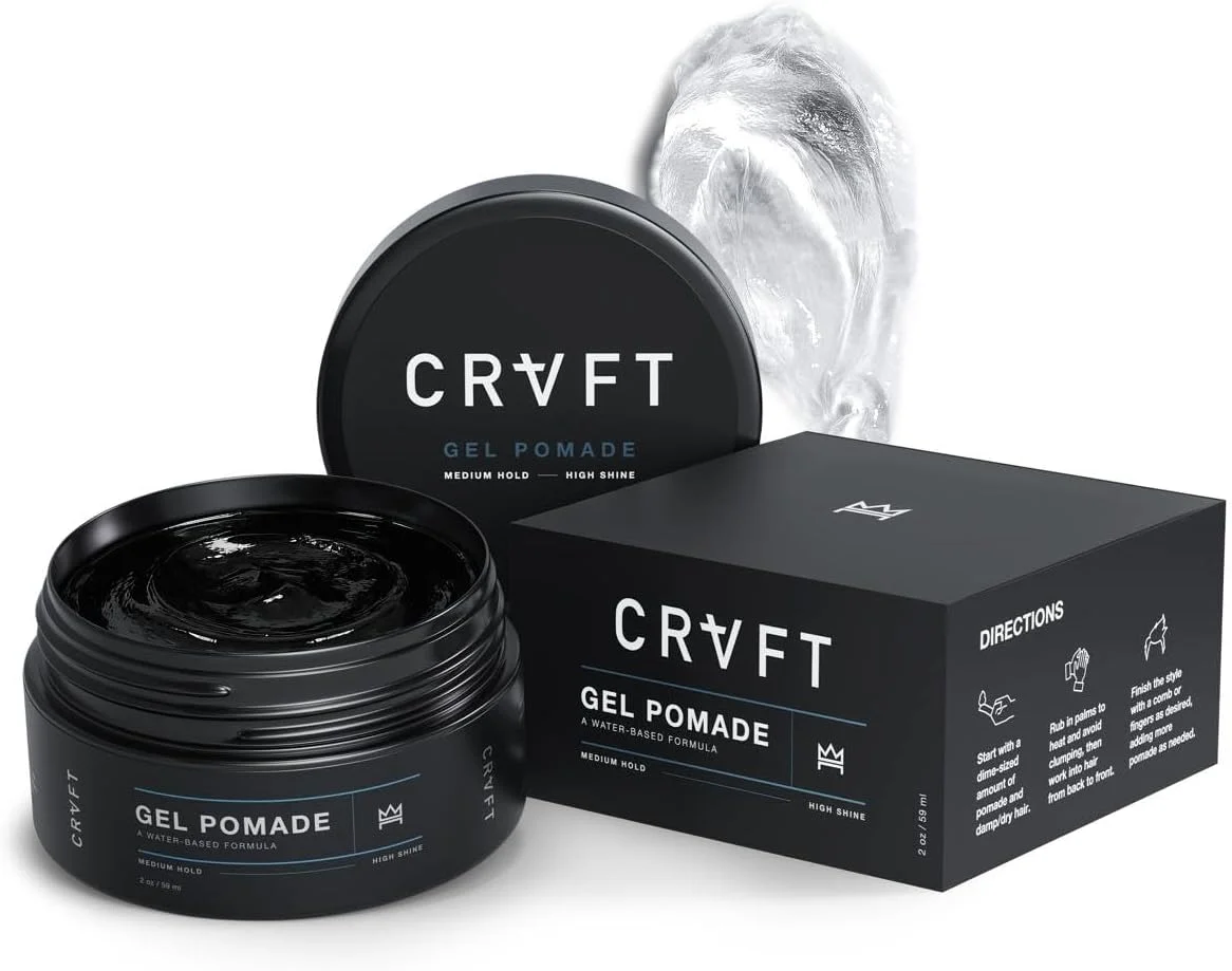 پماد مو Hair Craft Co. 2oz - پرداخت نیمه مات - قدرت نگهداری اصلی متوسط (ژل) - محصول حالت دهنده مو مردانه، مورد تایید آرایشگران - پایه آب/محلول در آب - رایحه عالی - موهای صاف/ضخیم/موج دار