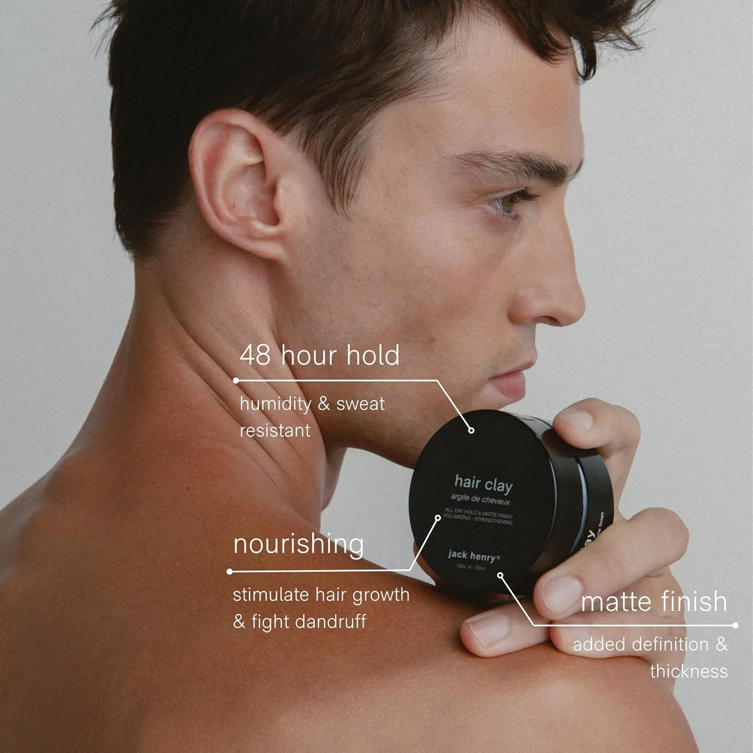 پماد حالت دهنده مو Jack Henry Clay - پماد آبرسان ممتاز آمریکایی برای انواع مو - حالت دهی طبیعی در تمام طول روز با پوشش مات - محصول حالت دهنده فقط با 4 ماده ارگانیک (45 گرم)