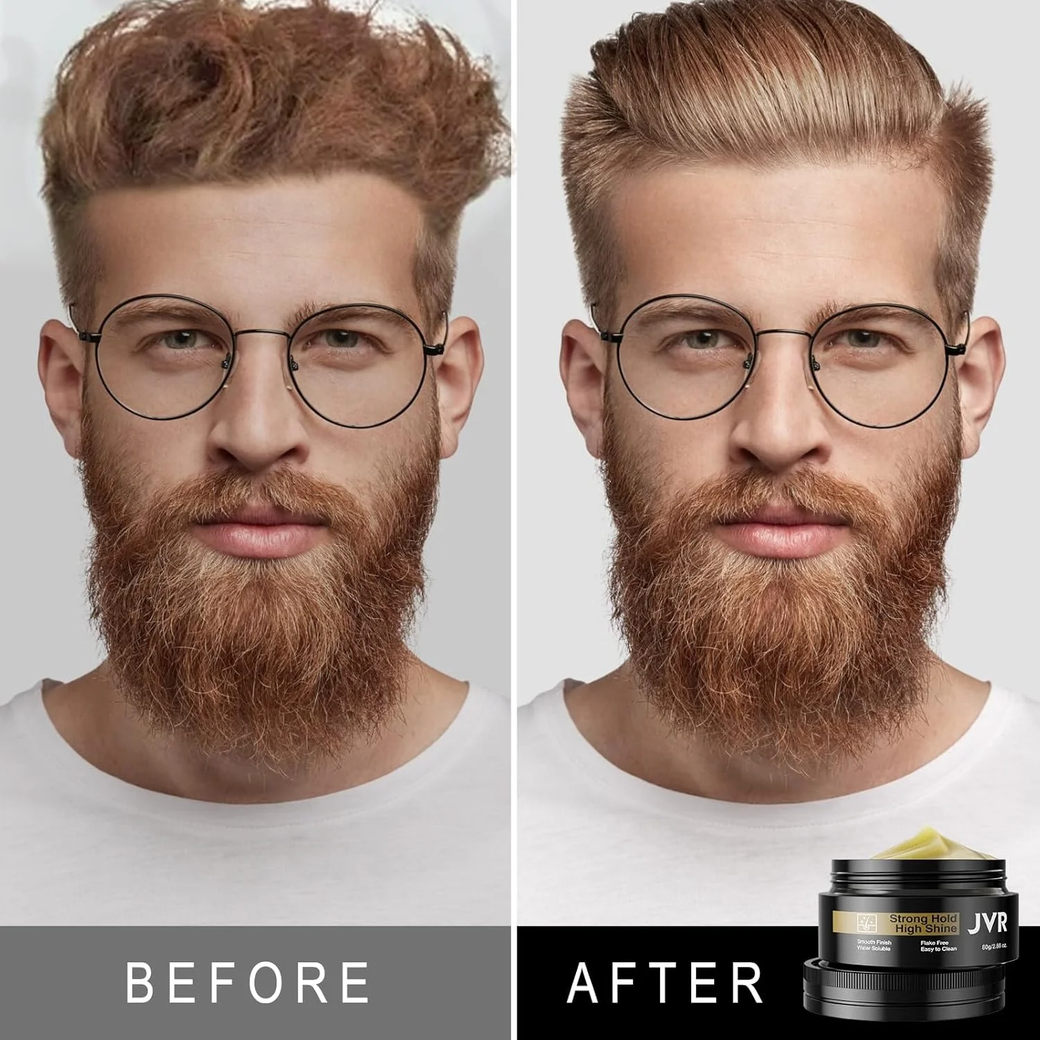 پماد حالت دهنده مو مردانه JVR، با قدرت نگهداری بالا و درخشش زیاد، فرمول بر پایه آب، شستشوی آسان، بدون ایجاد پوسته، نگهداری تمام روز برای انواع مدل مو، 80 گرم پماد حالت دهنده مو مردانه JVR، با قدرت نگهداری بالا و درخشش زیاد، فرمول بر پایه آب، شستشوی آسان، بدون ایجاد پوسته، نگهداری تمام روز برای انواع مدل مو، 80 گرم