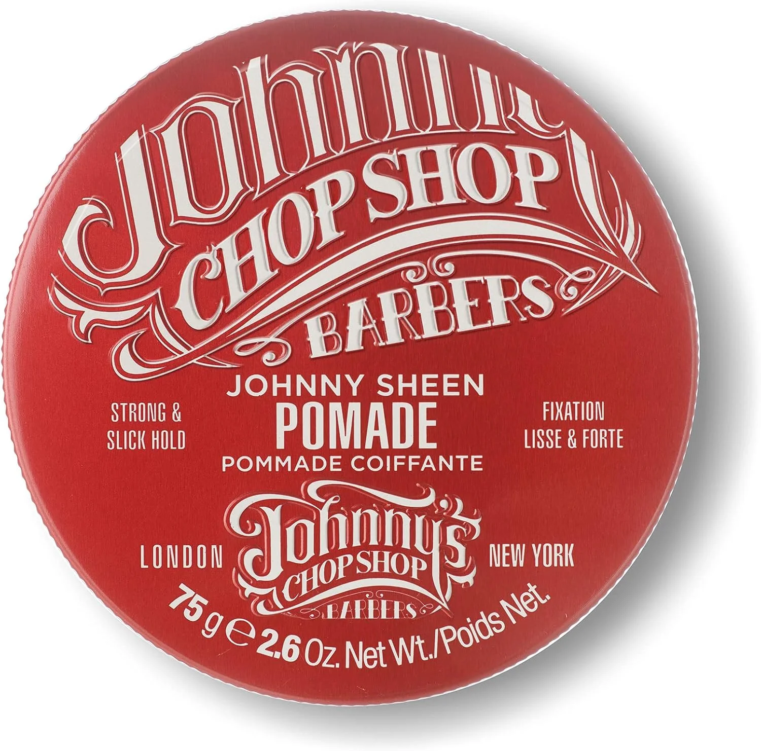 پماد موی براق کننده مردانه JOHNNY'S CHOP SHOP با قدرت و حالت دهی قوی، ترکیبی از روغن های مرطوب کننده، ماندگاری طولانی و درخشش بالا، توصیه شده توسط آرایشگران، 75 گرم