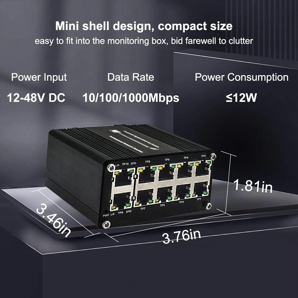 سوئیچ غیر مدیریتی اترنت گیگابیتی 10 پورت - سوئیچ شبکه صنعتی با نصب ریلی DIN و دیواری، طراحی فشرده، اتصال سریع، بدنه فلزی مقاوم IP40 (40- درجه فارنهایت تا 176 درجه فارنهایت) سوئیچ غیر مدیریتی اترنت گیگابیتی 10 پورت - سوئیچ شبکه صنعتی با نصب ریلی DIN و دیواری، طراحی فشرده، اتصال سریع، بدنه فلزی مقاوم IP40 (40- درجه فارنهایت تا 176 درجه فارنهایت)