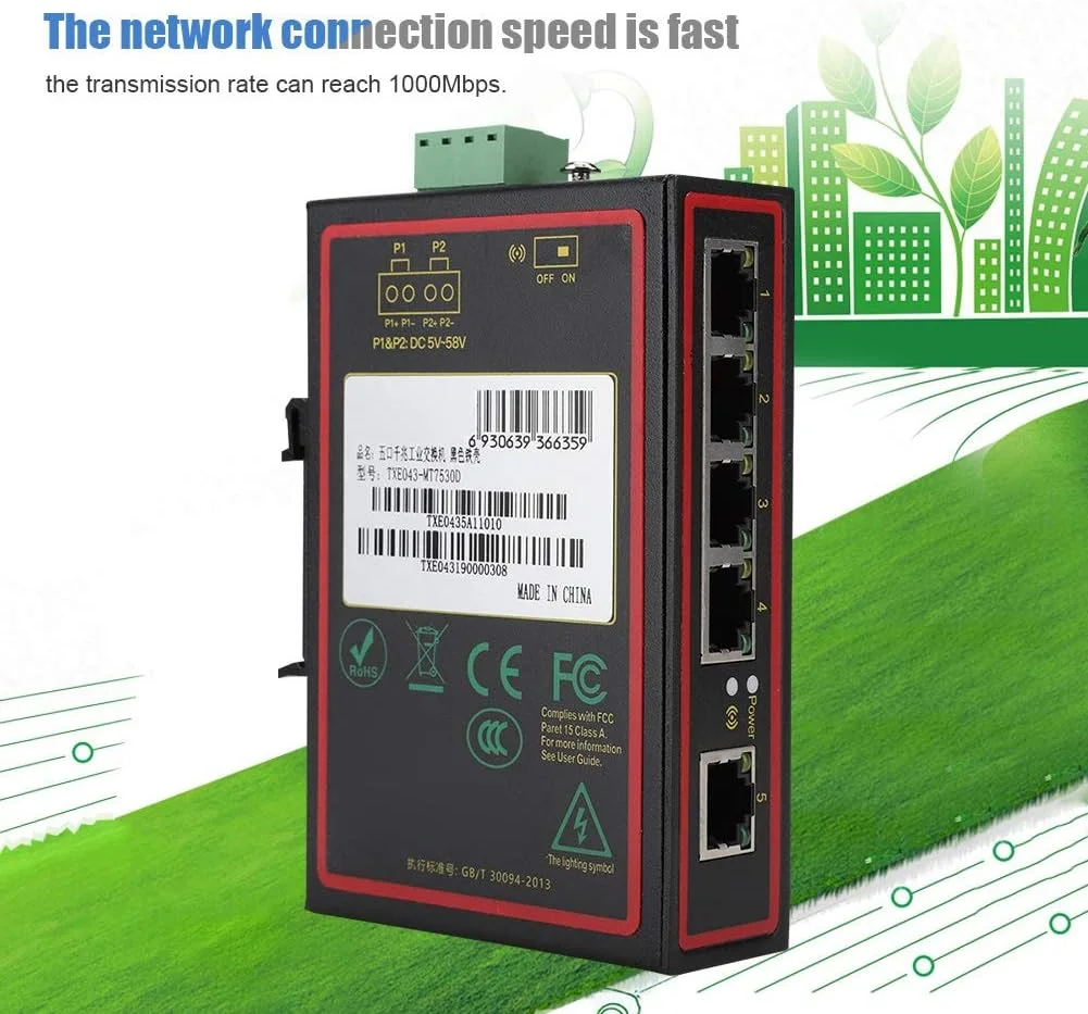 سوئیچ اترنت AFFYLUT، لوازم جانبی کامپیوتر با تلفات کم، 5 پورت گیگابیتی برای مصارف صنعتی سوئیچ اترنت AFFYLUT، لوازم جانبی کامپیوتر با تلفات کم، 5 پورت گیگابیتی برای مصارف صنعتی