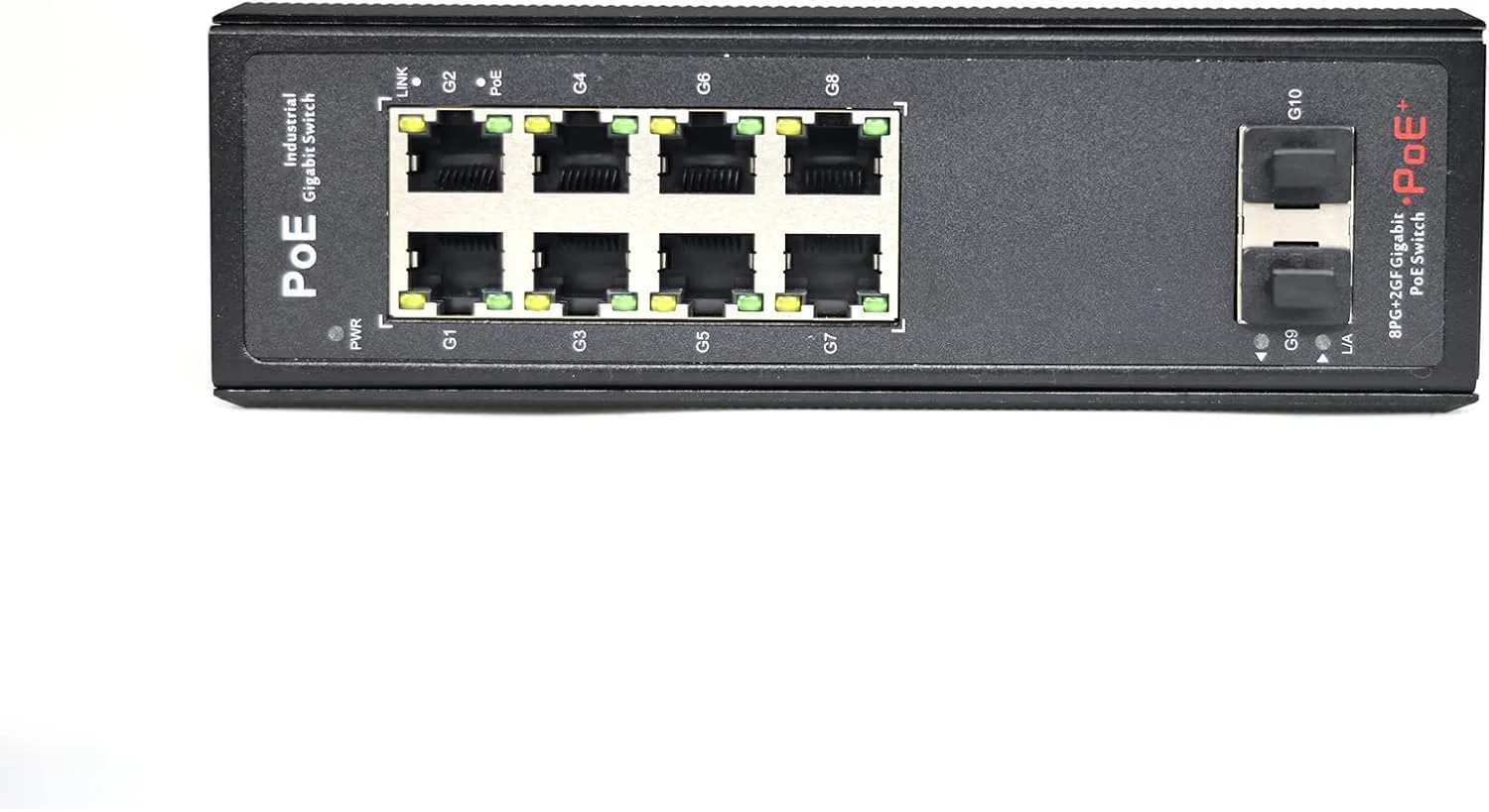 سوئیچ فیبر صنعتی PoE ریلی DIN غیر مدیریتی 10 پورت، 8 پورت PoE با سرعت 10/100/1000M و 2 پورت SFP با سرعت 1000M. پورت 1-8 از استاندارد IEEE802.3af/at PoE پشتیبانی می کنند، IP40، DC48-57V (ماژول های نوری شامل نمی شود)