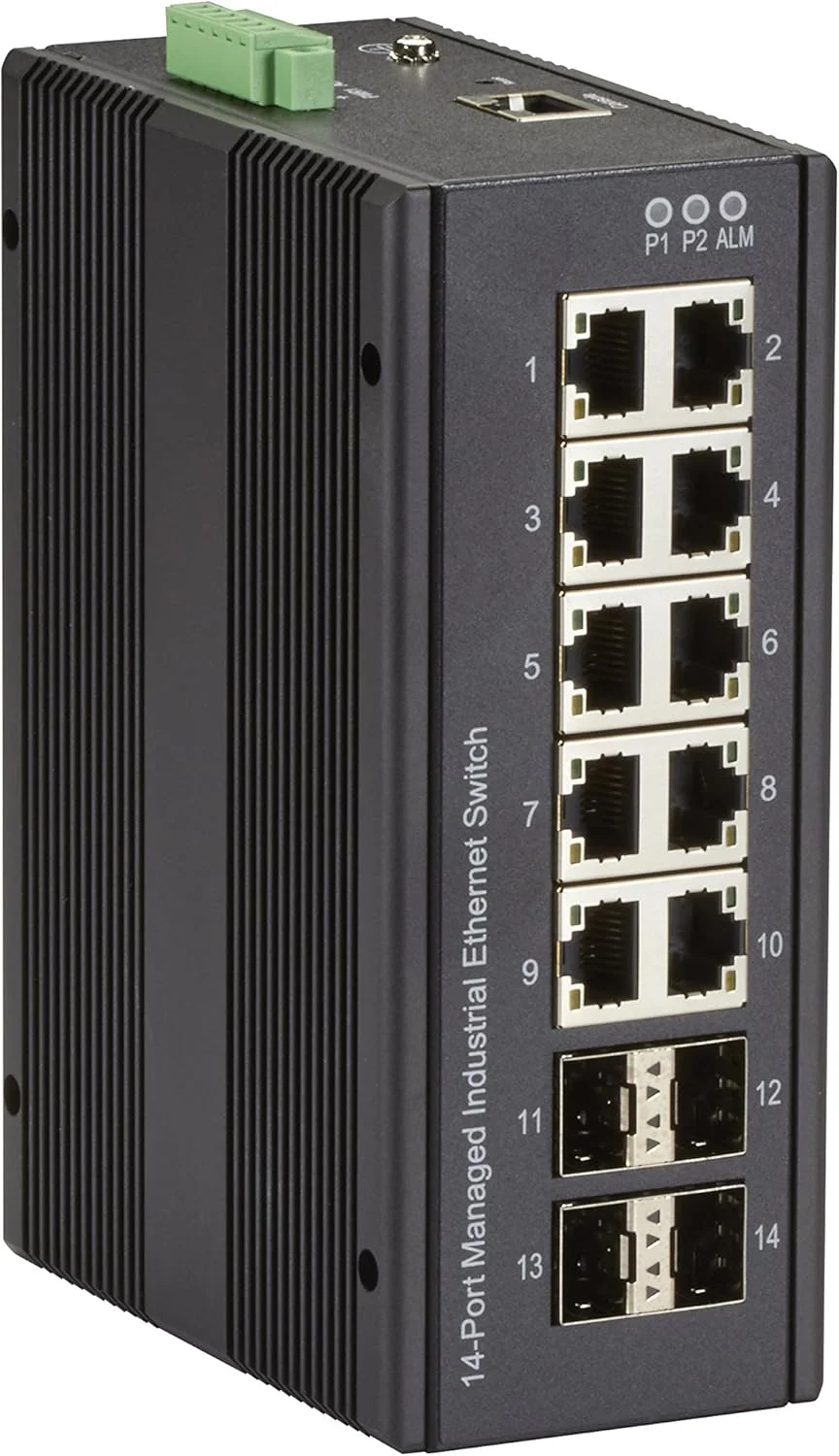 سوئیچ اترنت گیگابیتی مدیریت شده صنعتی بلک باکس نتورک - LIG1014A - دارای (10) پورت RJ-45 و (4) پورت SFP