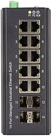 سوئیچ اترنت گیگابیتی مدیریت شده صنعتی بلک باکس نتورک - LIG1014A - دارای (10) پورت RJ-45 و (4) پورت SFP