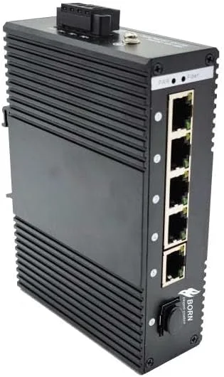 سوئیچ صنعتی PoE با ۴ پورت ۱۰/۱۰۰/۱۰۰۰ مگابیت بر ثانیه، ۱ پورت اترنت و ۱ پورت SFP آپلینک، بدون آداپتور، نصب روی ریل Din