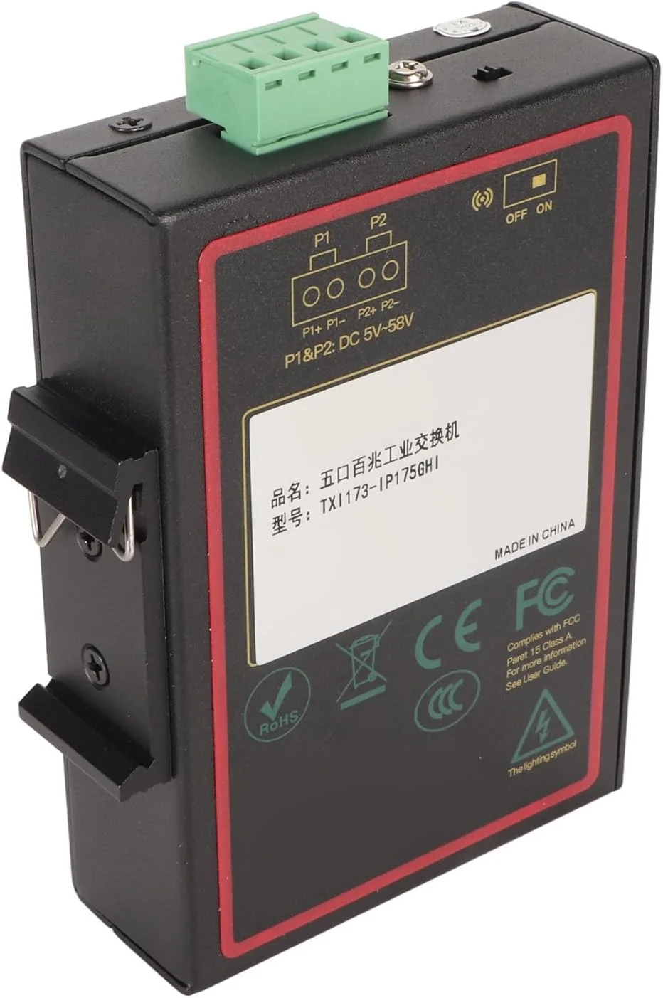 سوئیچ اترنت صنعتی Cryfokt، سوئیچ ریل DIN غیر مدیریتی 5 پورت RJ45 با ورودی ولتاژ گسترده IP40 سوئیچ اترنت صنعتی Cryfokt، سوئیچ ریل DIN غیر مدیریتی 5 پورت RJ45 با ورودی ولتاژ گسترده IP40