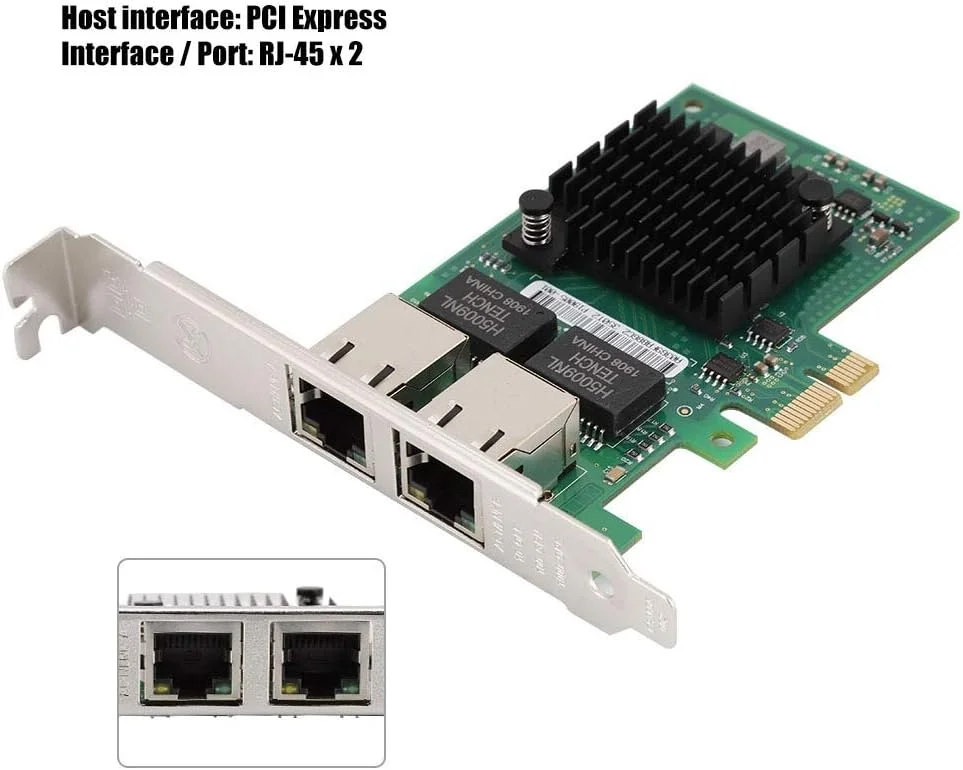 کارت شبکه دو پورت PCI-E 10/100/1000Mbps گیگابیتی اترنت، برای Intel I350-AM2، دو پورت RJ45، آداپتور شبکه PCIE