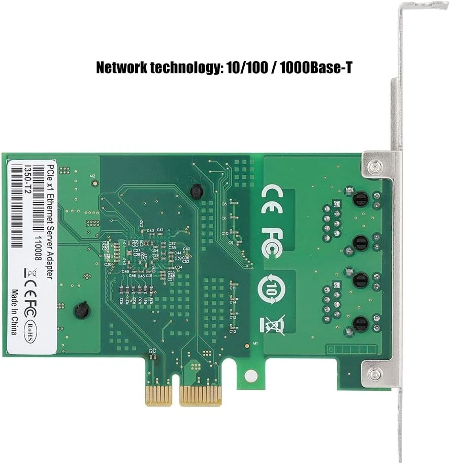 کارت شبکه دو پورت PCI-E 10/100/1000Mbps گیگابیتی اترنت، برای Intel I350-AM2، دو پورت RJ45، آداپتور شبکه PCIE