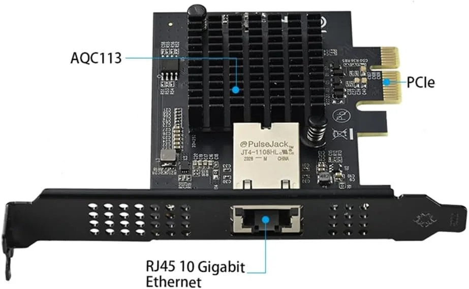 کارت شبکه 10 گیگابیتی AQC113 PCIE به تک پورت RJ45 با سرعت انتقال داده 1G/2.5.0G/5.0G/10Gbps PCIE کارت شبکه 10 گیگابیتی AQC113 PCIE به تک پورت RJ45 با سرعت انتقال داده 1G/2.5.0G/5.0G/10Gbps PCIE